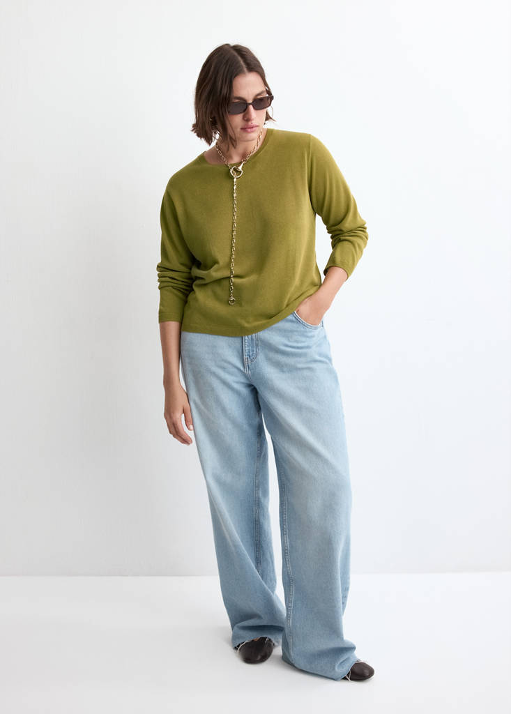Long-sleeve knitted sweater — Green