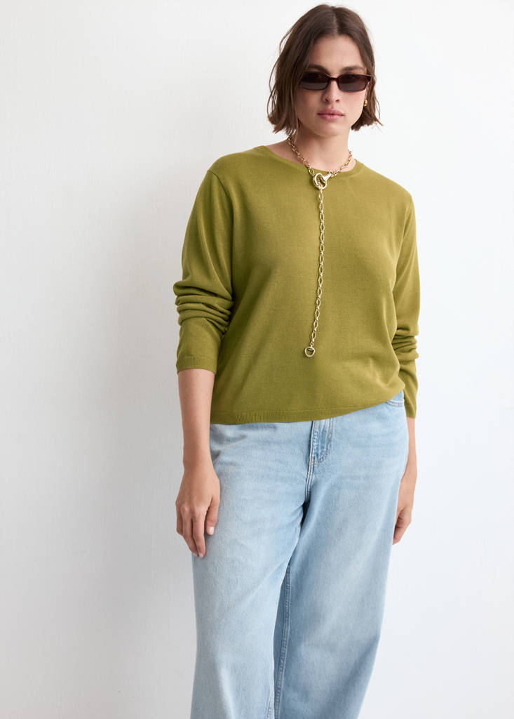 Long-sleeve knitted sweater — Green