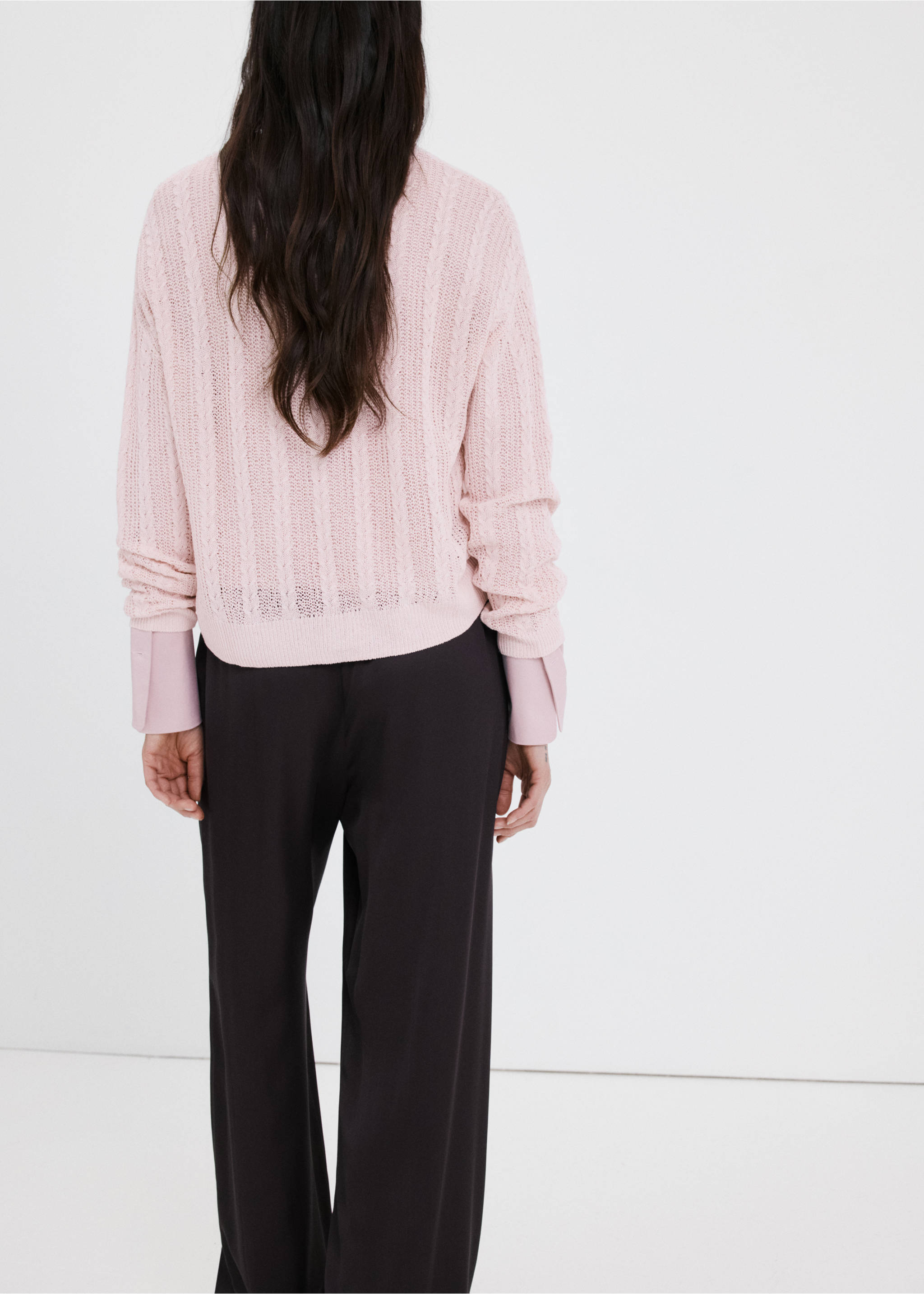 Openwork knit sweater - Reverse of the article, Light/Pastel Purple. Ref: 27015823-00.