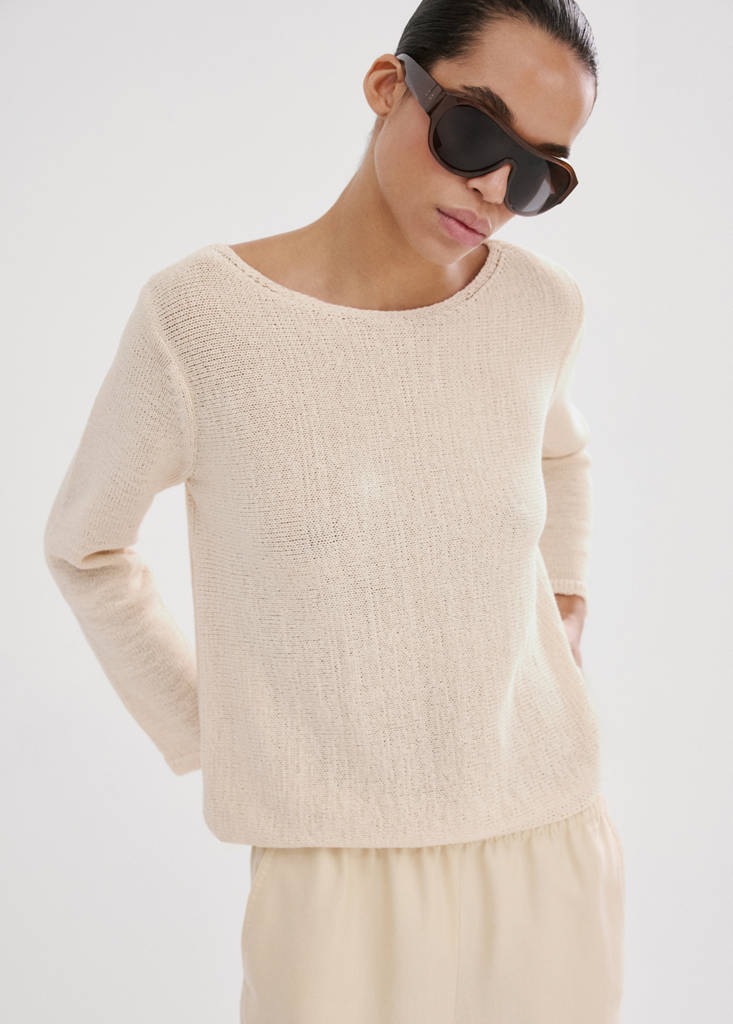 Open-knit long-sleeve jumper — Sand