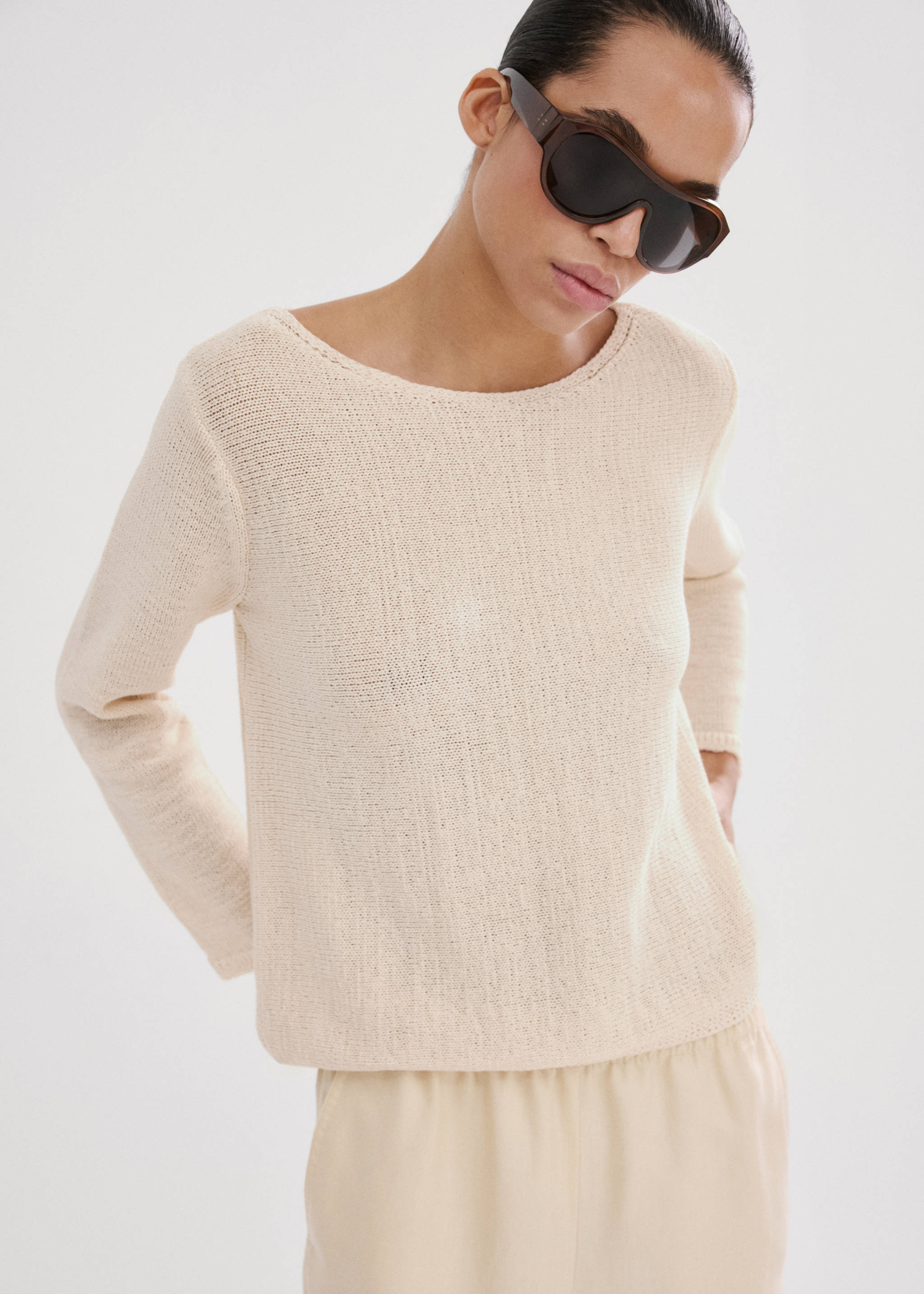 Open-knit long-sleeve jumper - Medium plane
