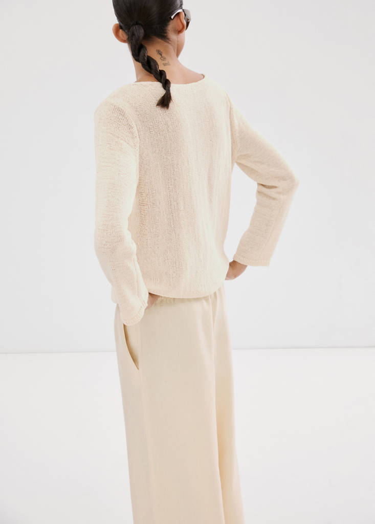 Open-knit long-sleeve jumper — Sand