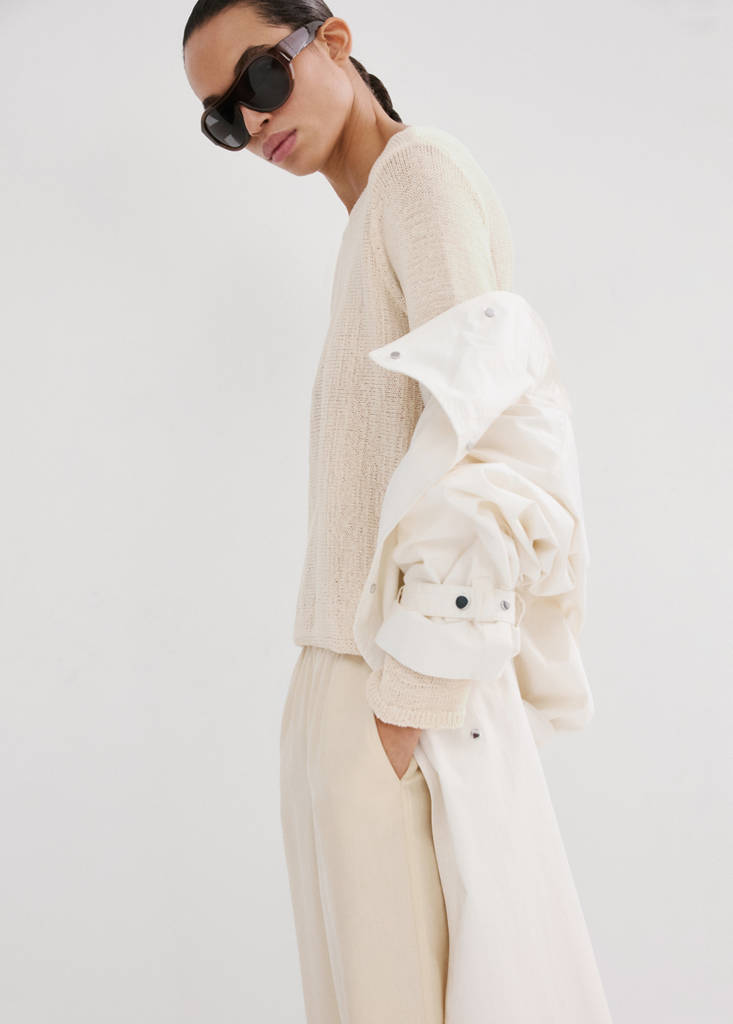 Open-knit long-sleeve jumper — Sand