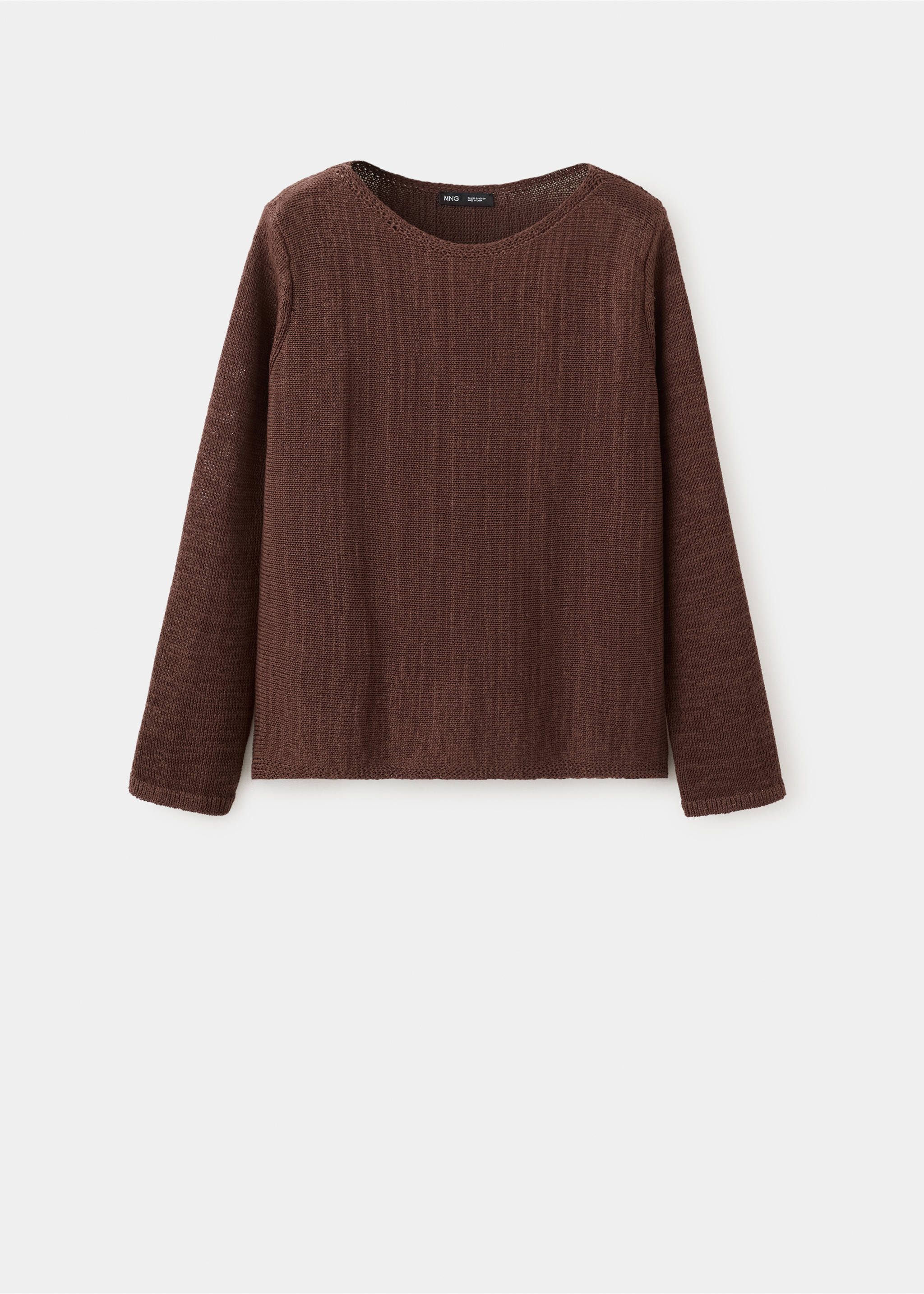 Open-knit long-sleeve jumper - Article without model, Chocolate. Ref: 27015824-00.