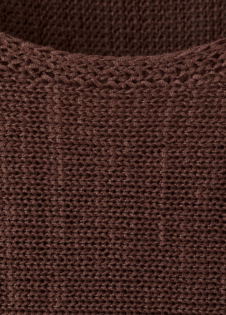 Open-knit long-sleeve jumper — Chocolate