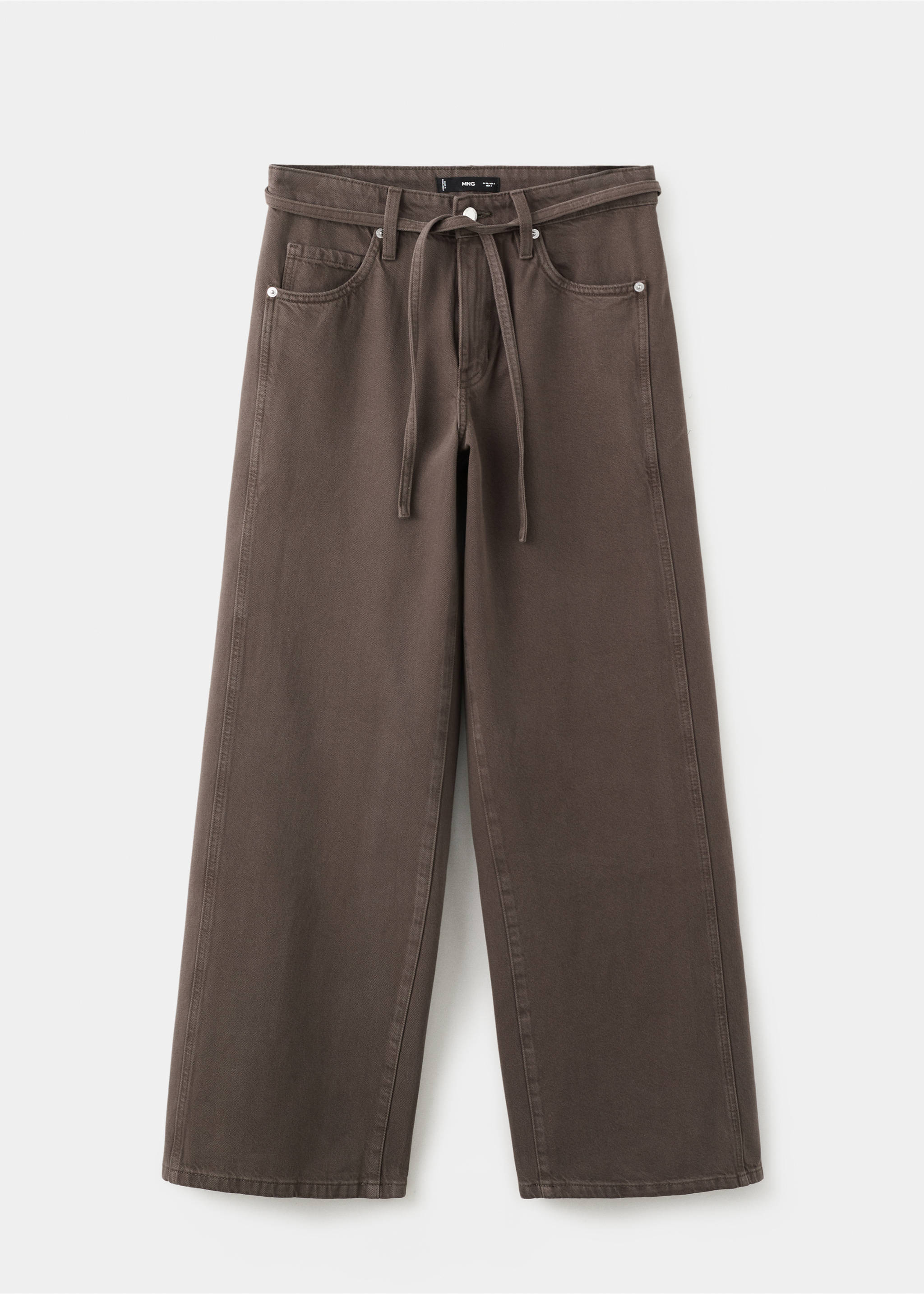Wide-leg jeans with drawstring - Article without model, Chocolate. Ref: 27015825-00.
