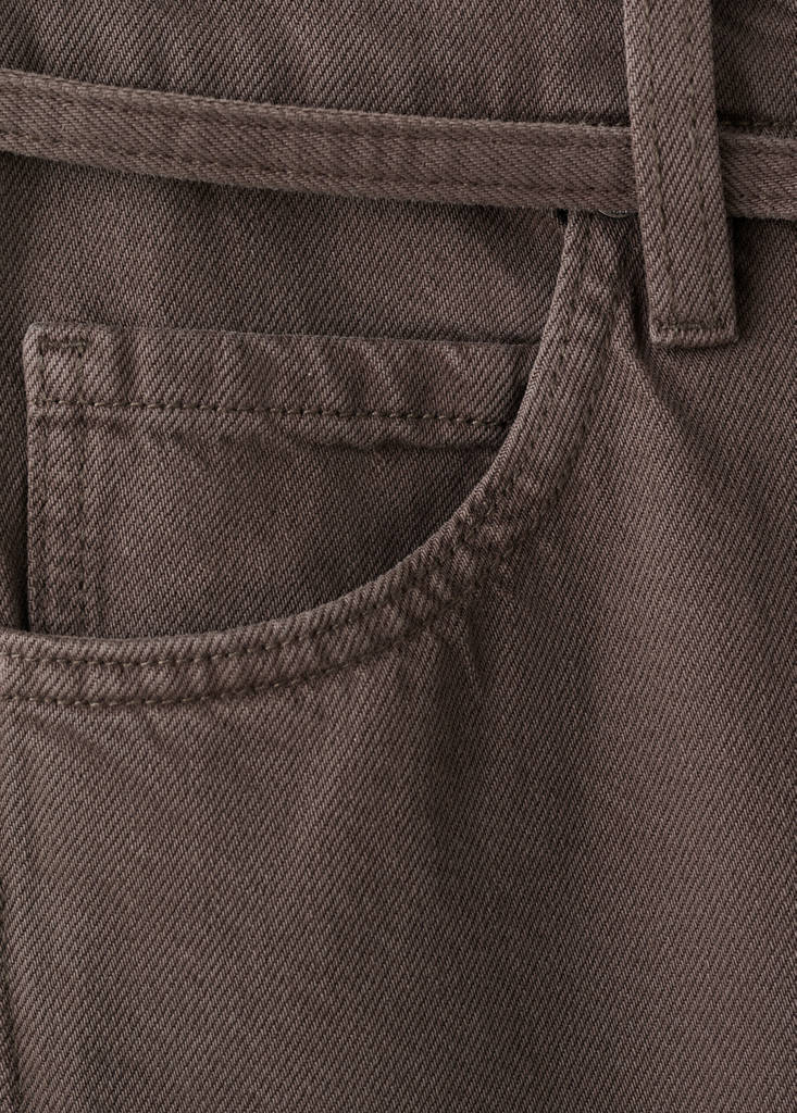 Wide leg jeans with belt — Chocolate