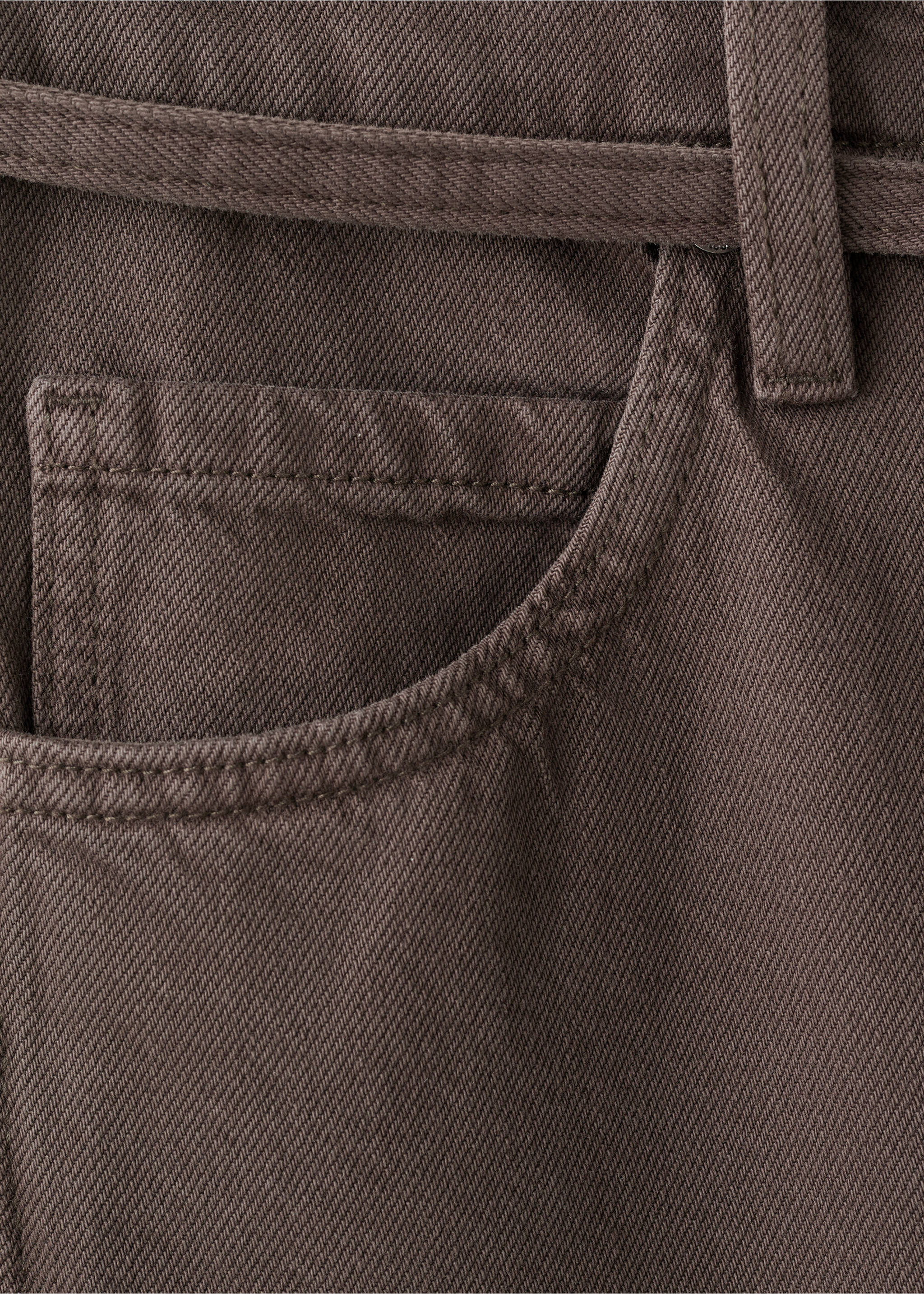 Wide-leg jeans with drawstring - Details of the article 0, Chocolate. Ref: 27015825-00.