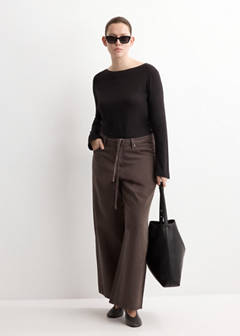 Wide leg jeans with belt — Chocolate 7