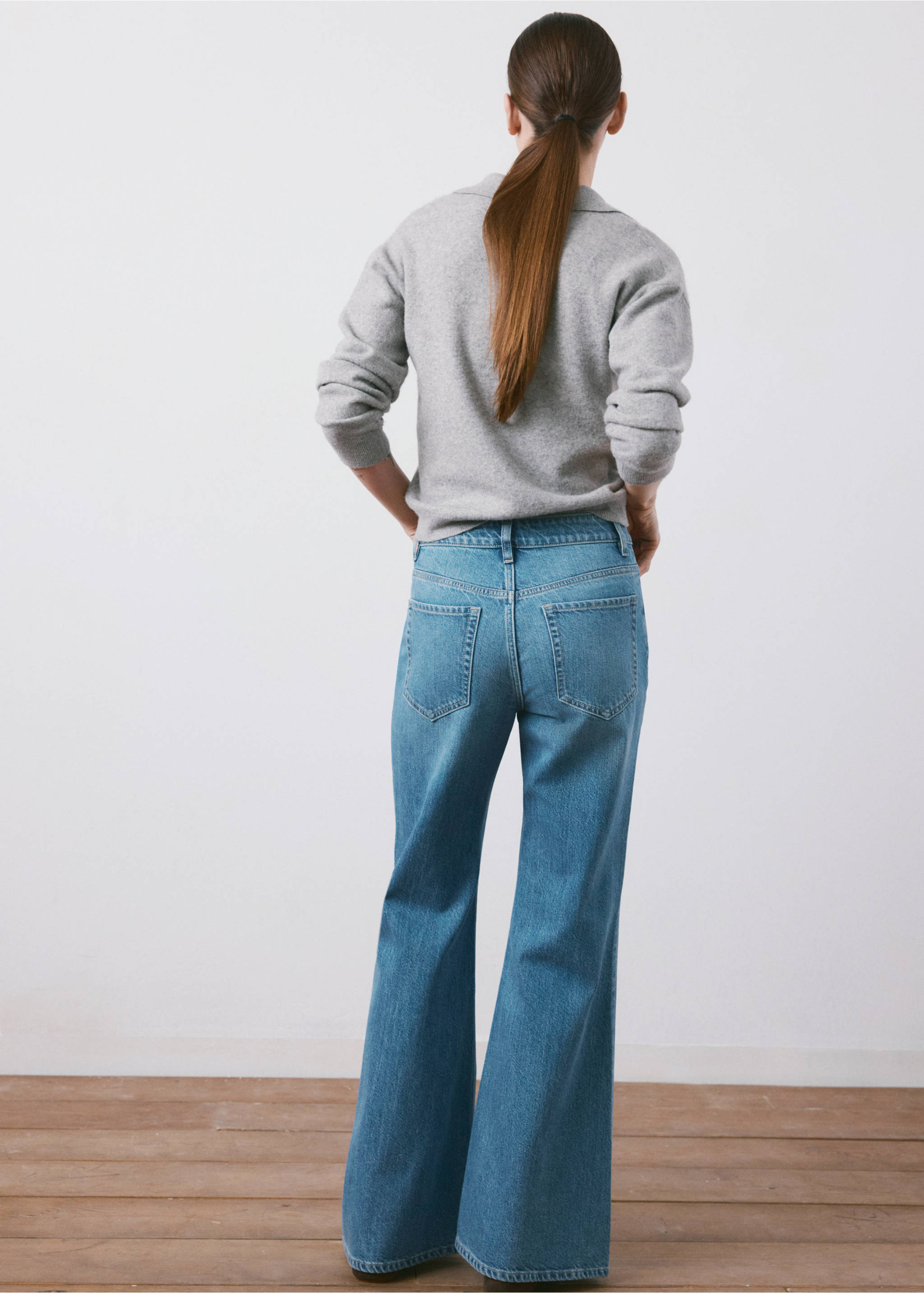 Mid-rise flared jeans - Reverse of the article, Medium Blue. Ref: 27015827-00.