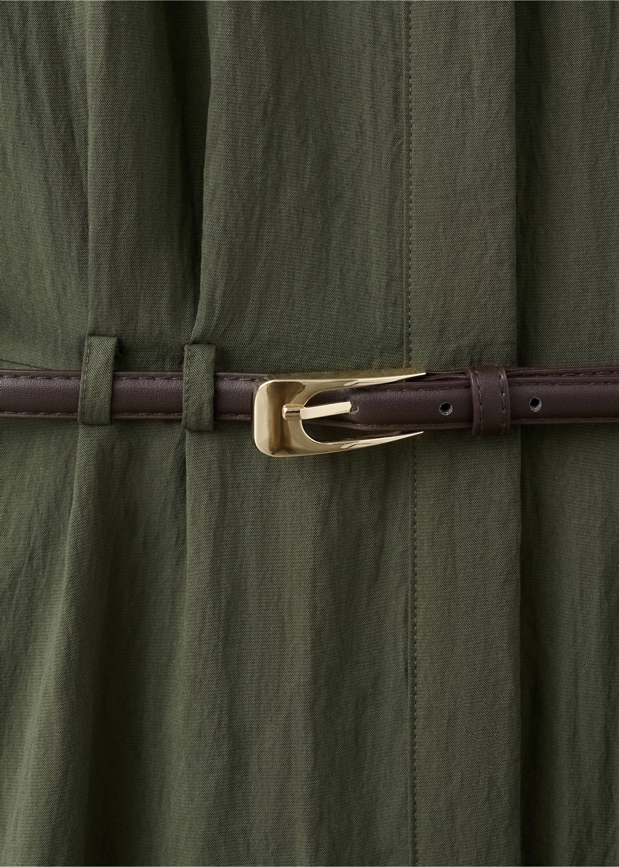 Vestido camisero cinturón lyocell - Detalle del artículo 0, Khaki. Ref: 27015829-00.