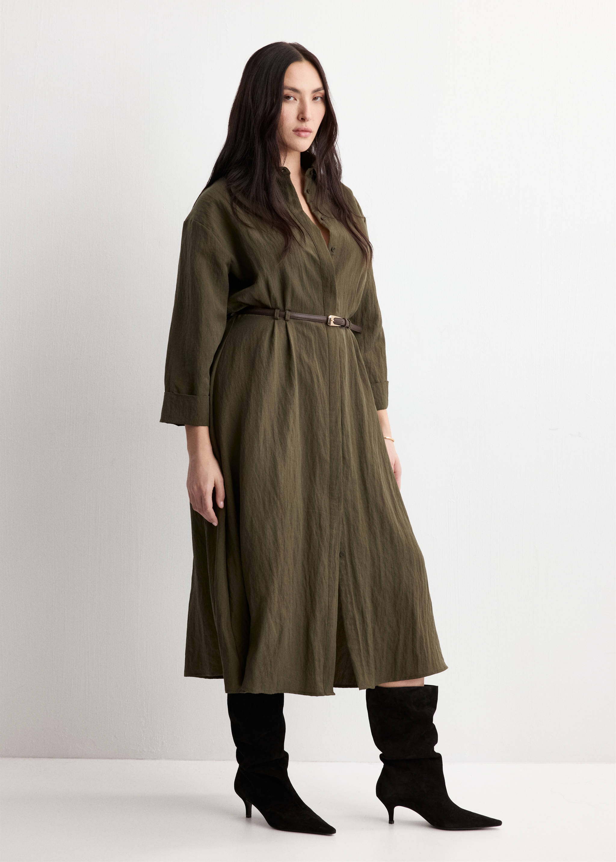 Lyocell-Hemdkleid mit Gürtel - Detail des Artikels 3