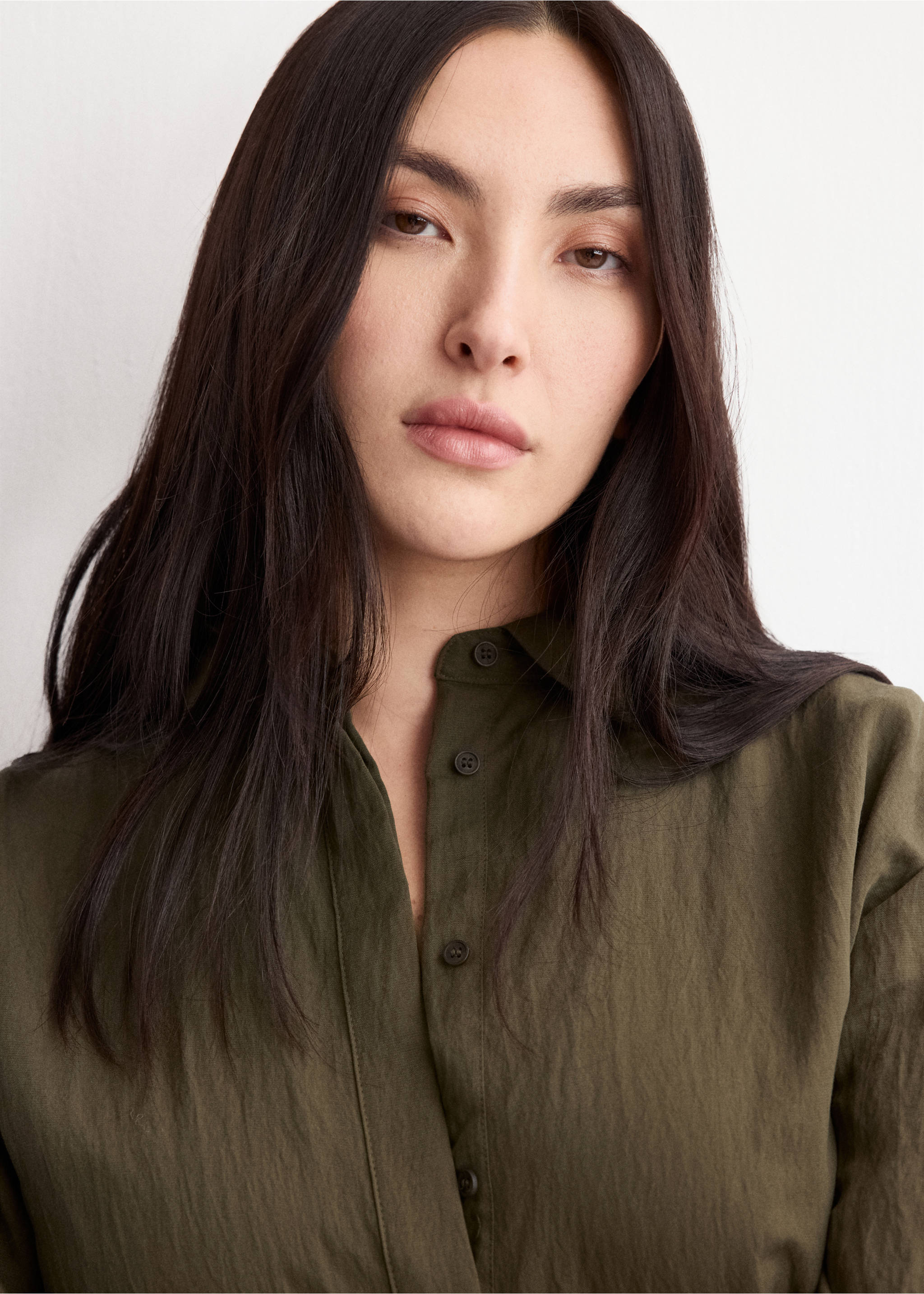 Gaun kemeja lyocell dengan sabuk - Rincian barang 4, Khaki. Ref: 27015829-00.