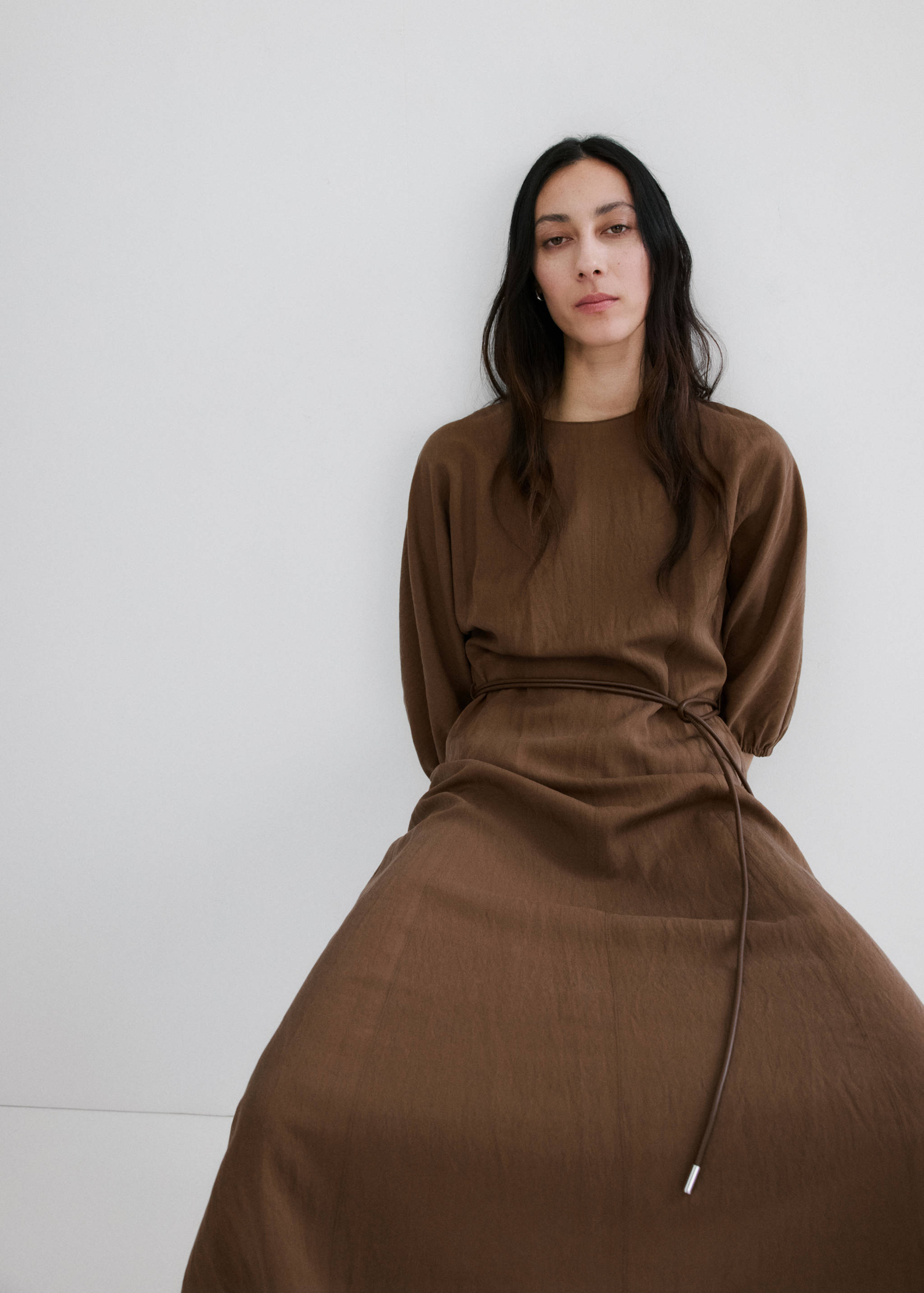 Lyocell dress with belt - Medium plane