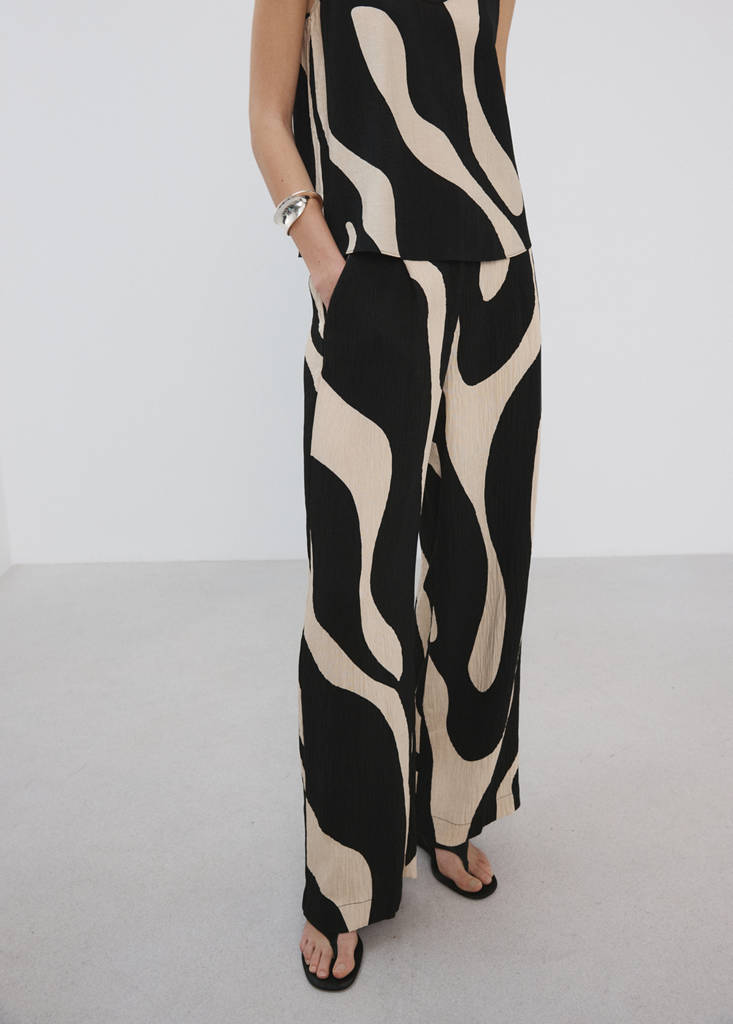 Printed straight trousers — Black