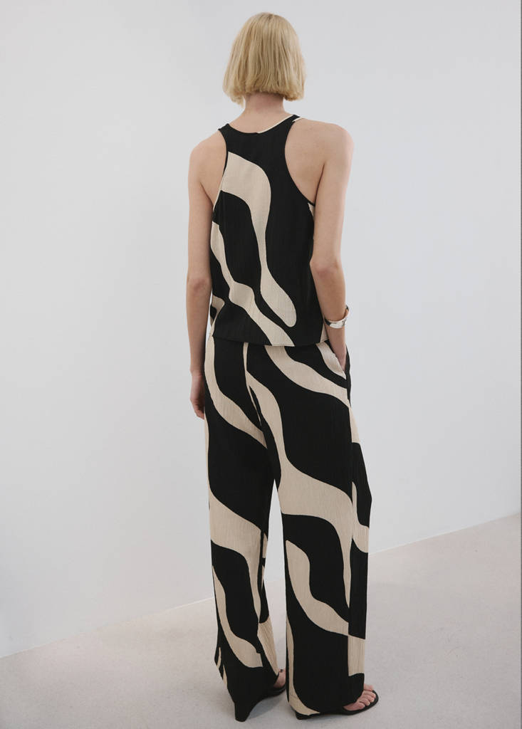 Printed straight trousers — Black