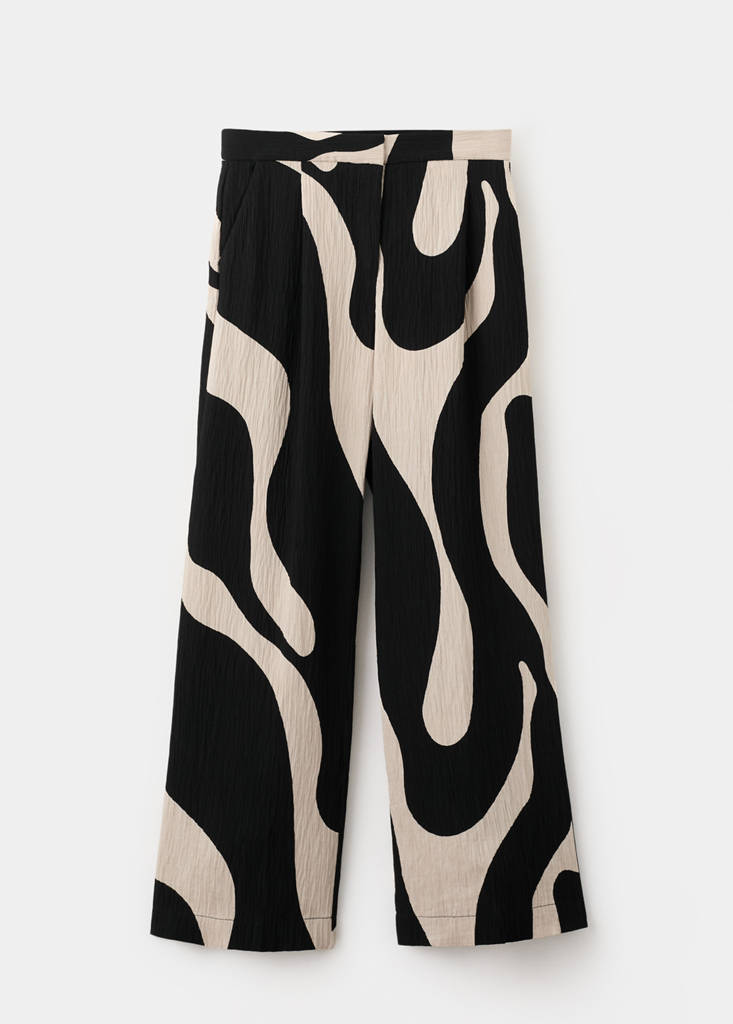 Printed straight trousers — Black