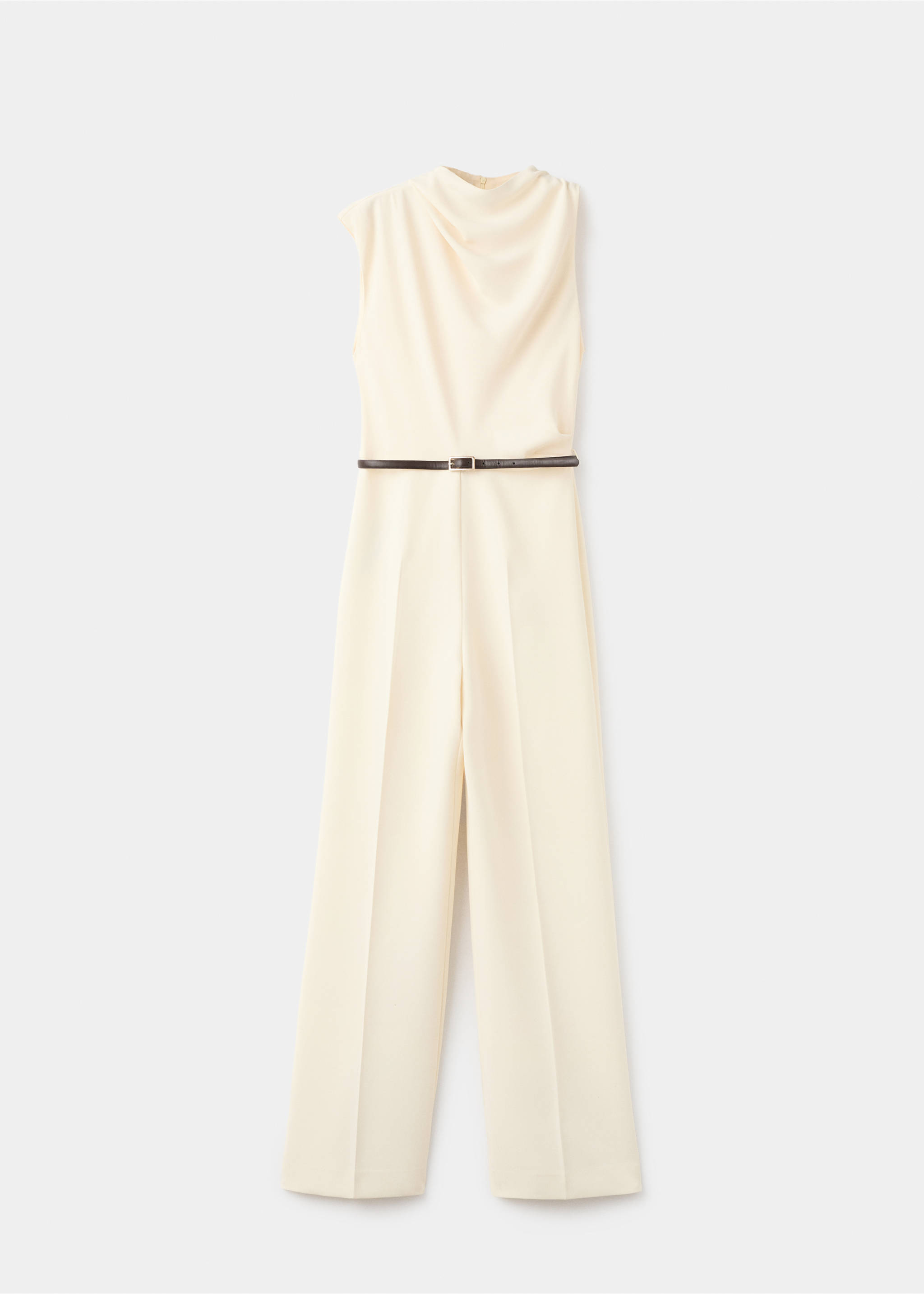 Asymmetric long jumpsuit - Article without model, Ecru. Ref: 27015837-00.