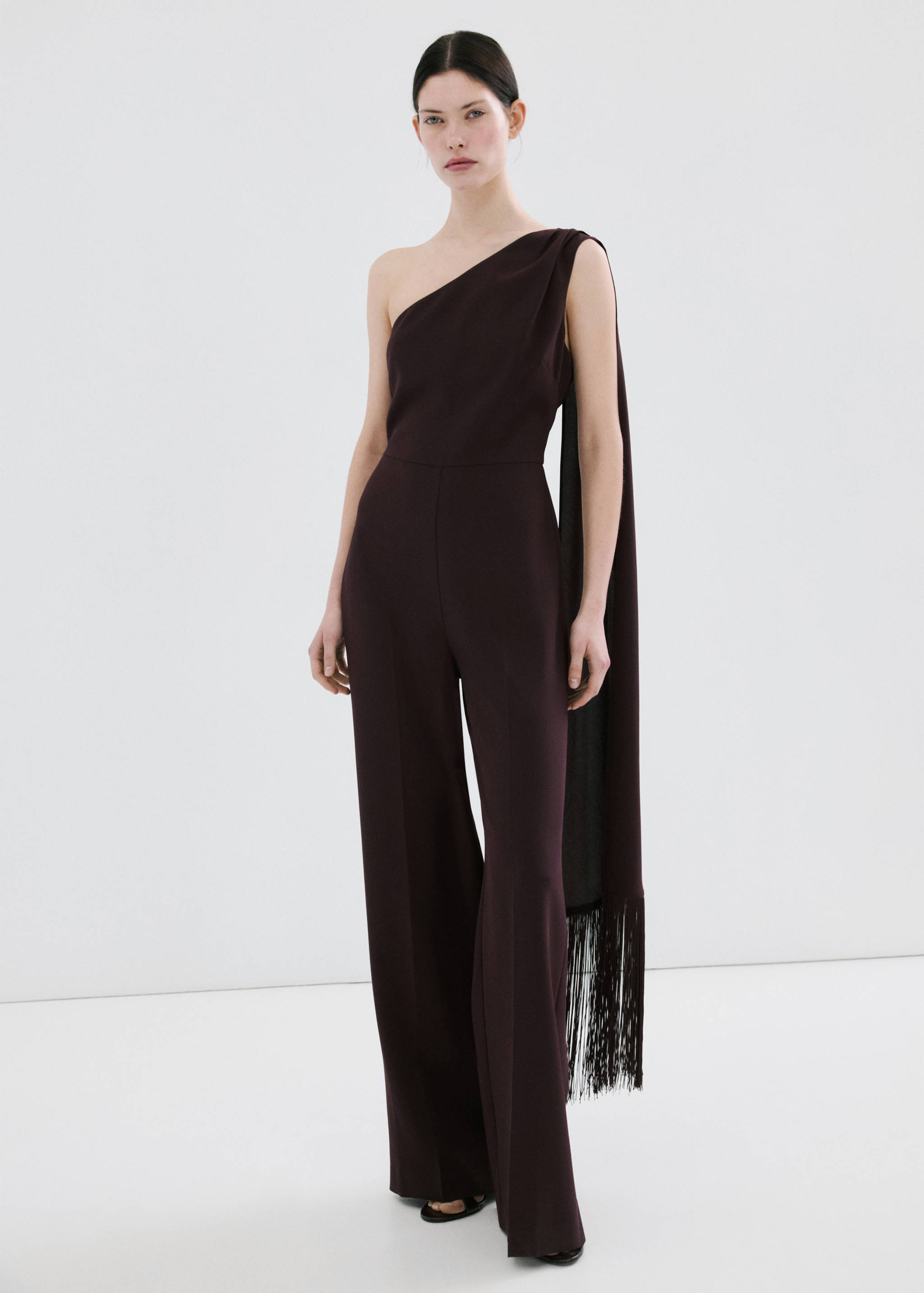 Asymmetric fringed scarf jumpsuit - General plane