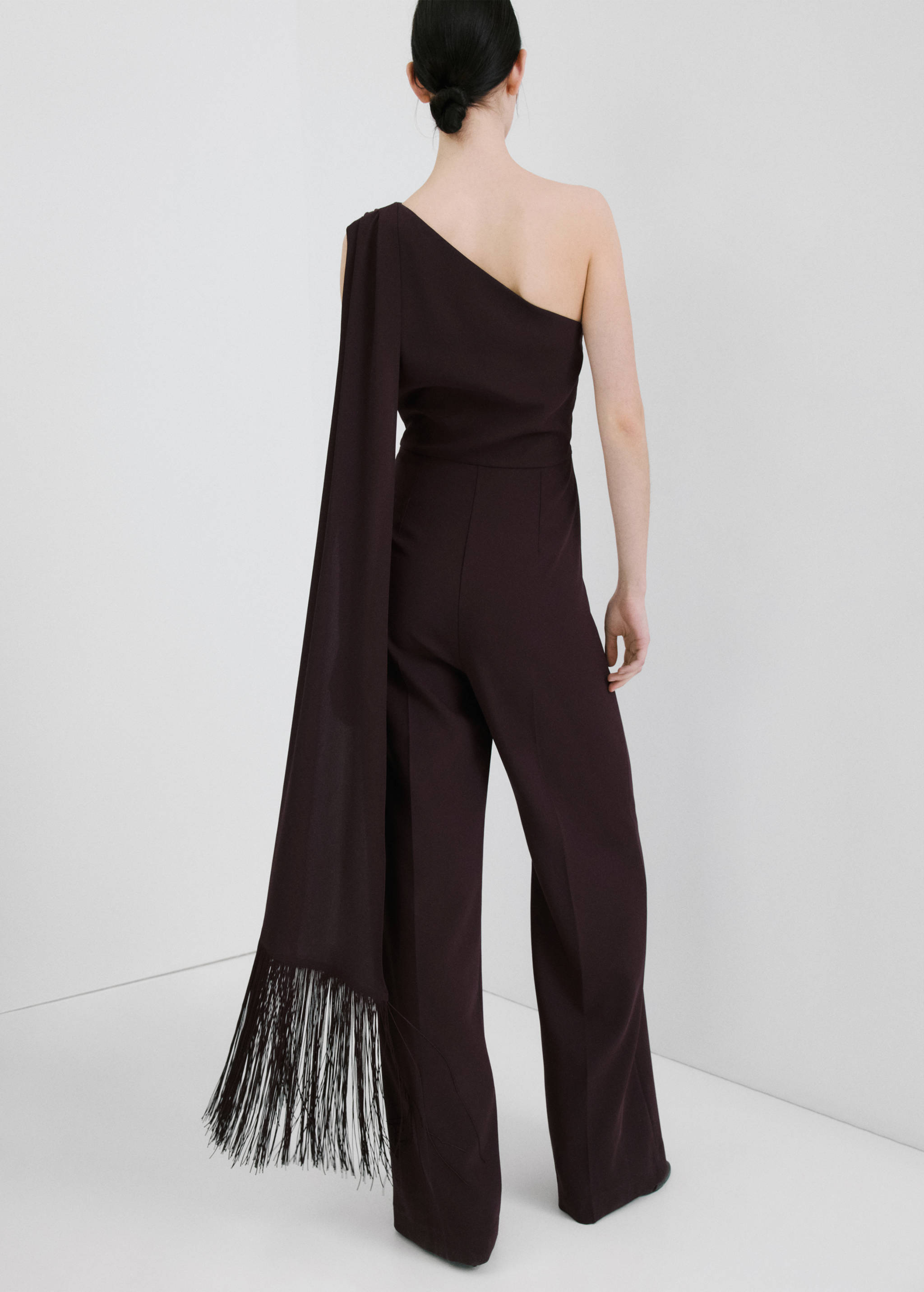 Asymmetric fringed scarf jumpsuit - Reverse of the article
