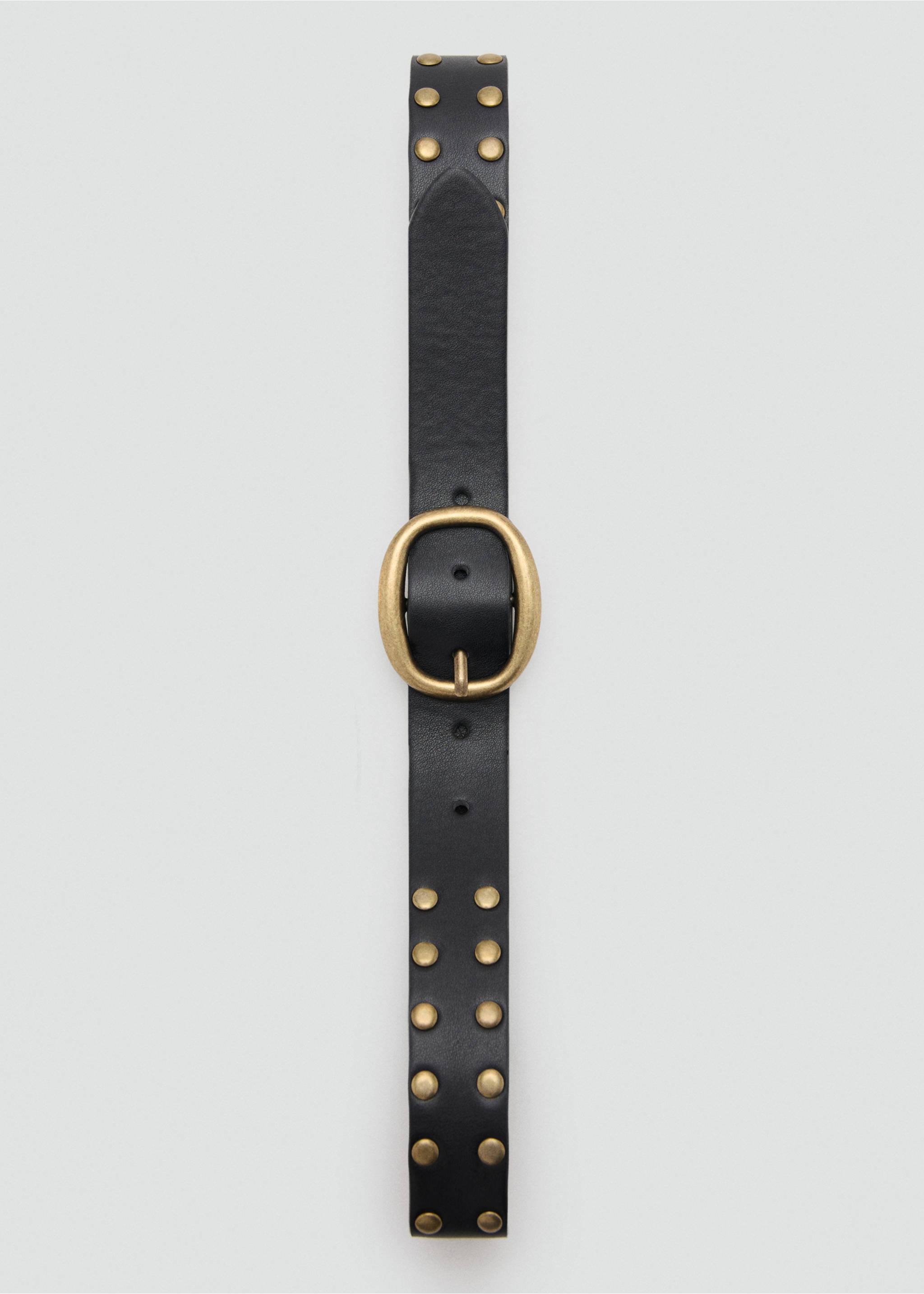 Buckled studded belt - Details of the article 2, Black. Ref: 27015839-00.