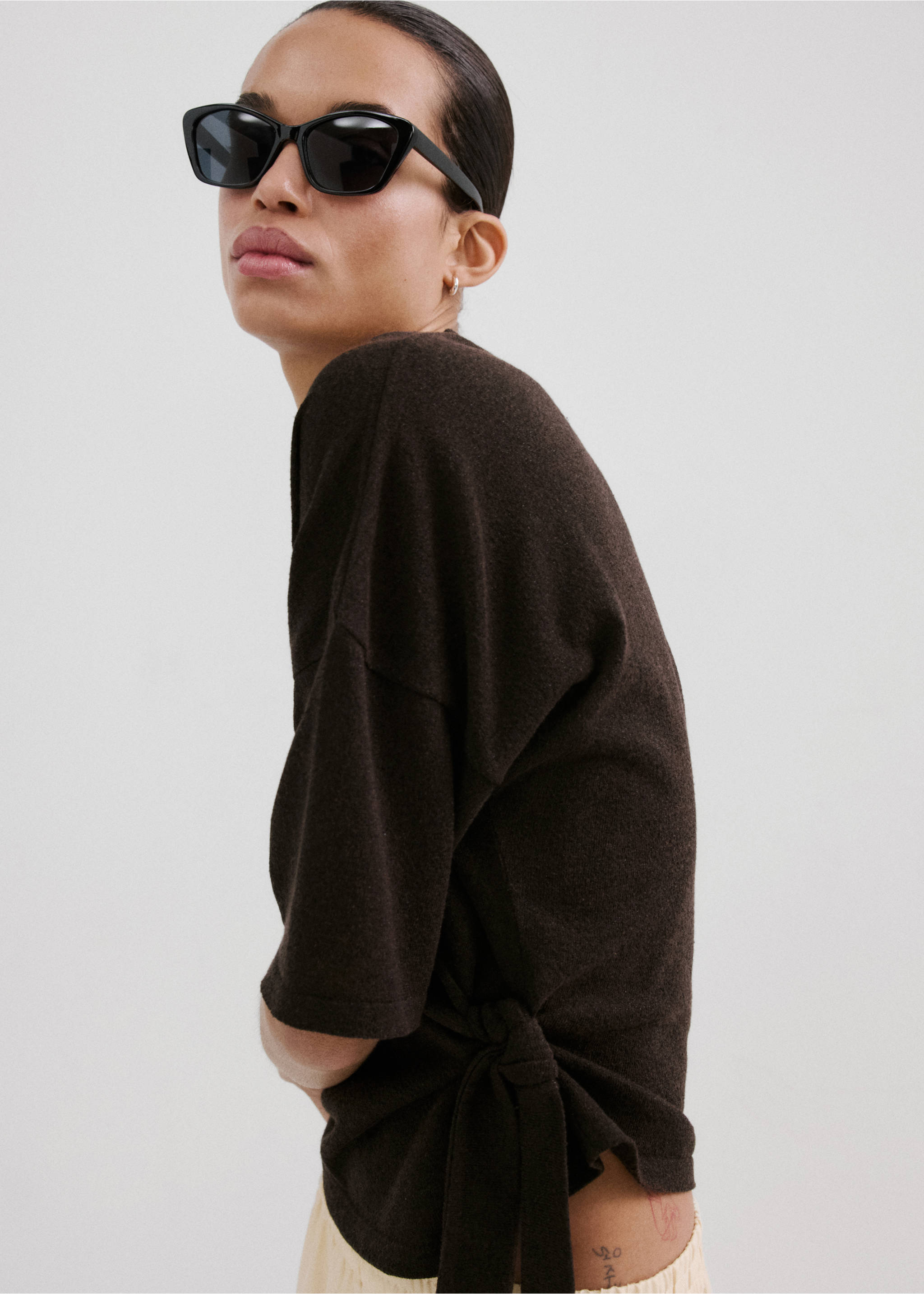 Bow knit sweater - Medium plane, Chocolate. Ref: 27015842-00.