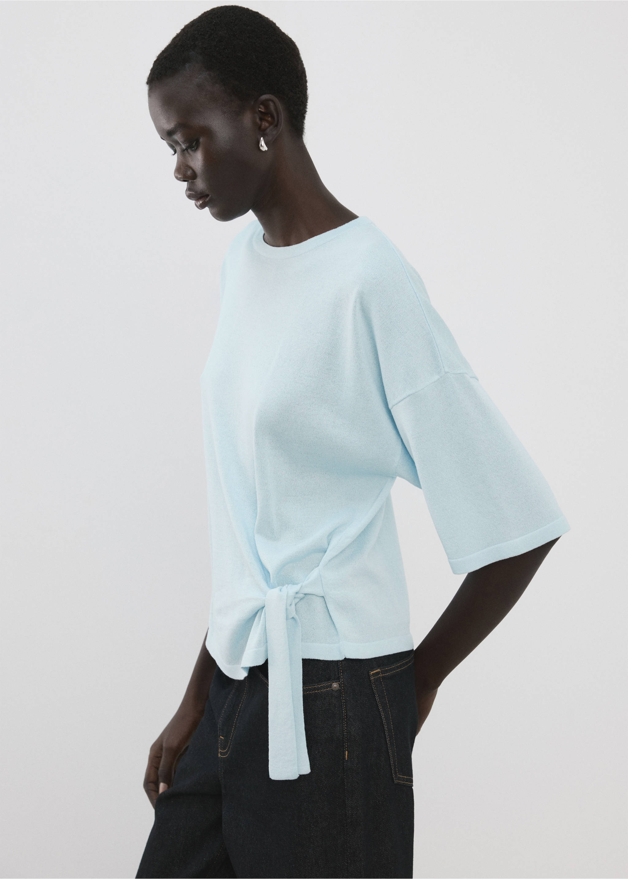 Bow knit sweater - Medium plane, Sky Blue. Ref: 27015842-00.