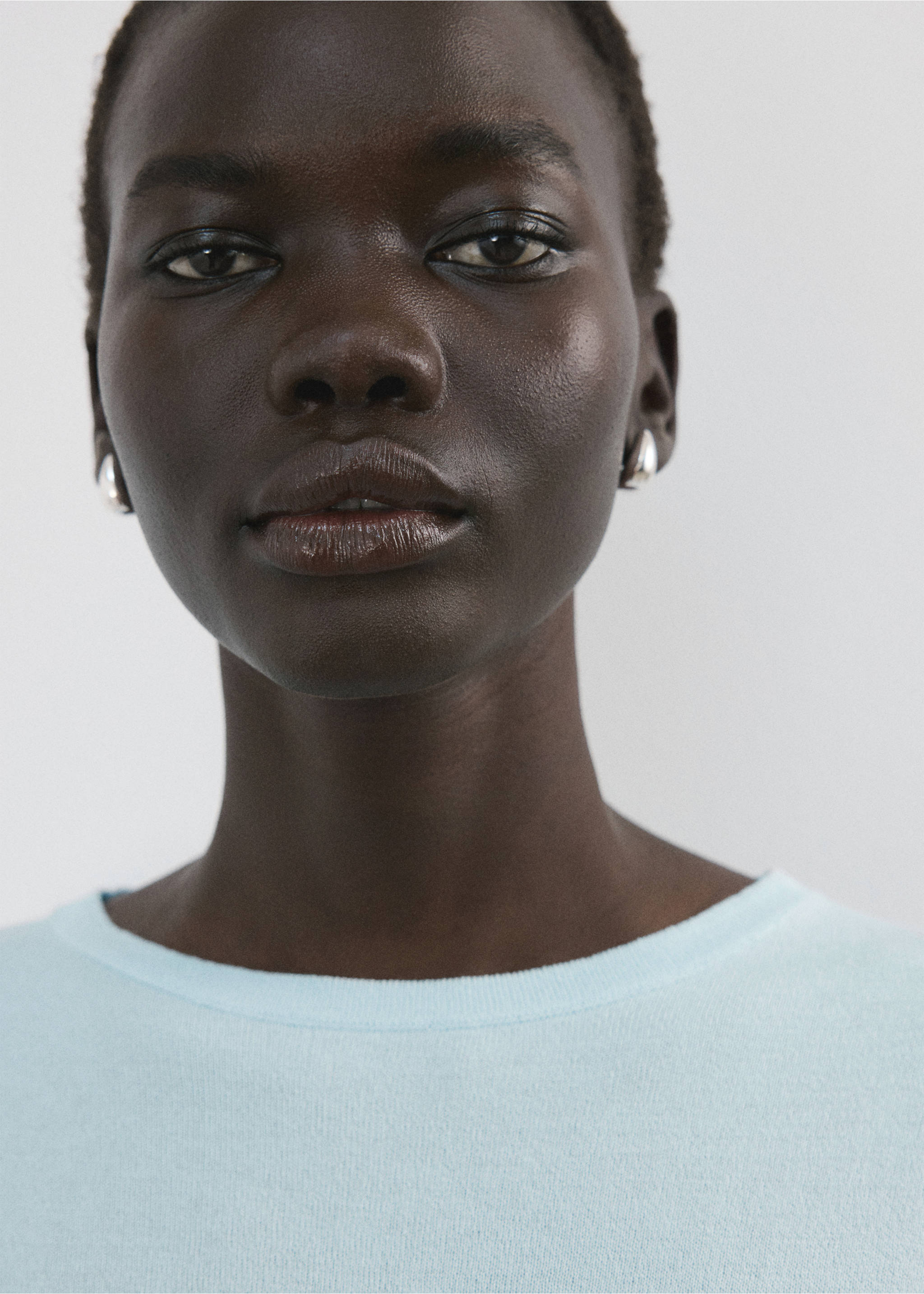 Bow knit sweater - Details of the article 1, Sky Blue. Ref: 27015842-00.