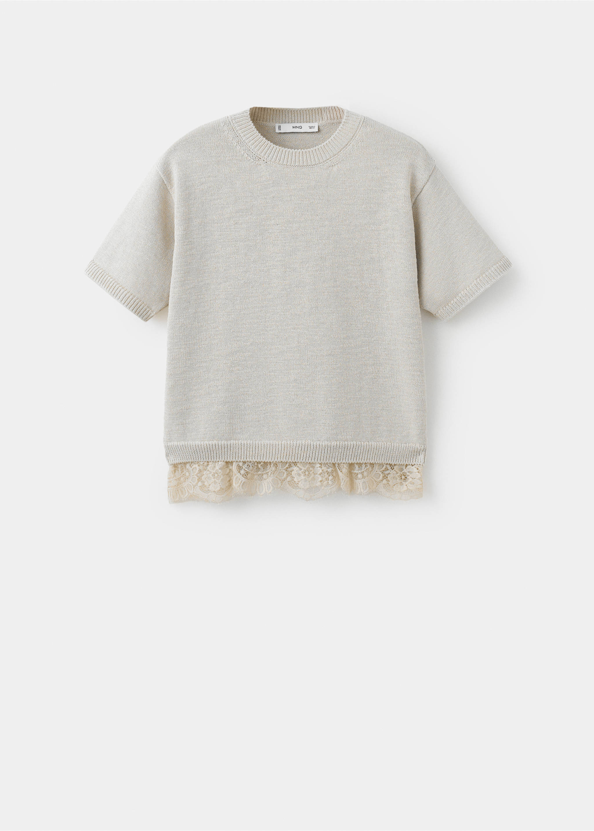 Lace-trim knit sweater - Article without model, Light/Pastel Grey. Ref: 27015843-00.
