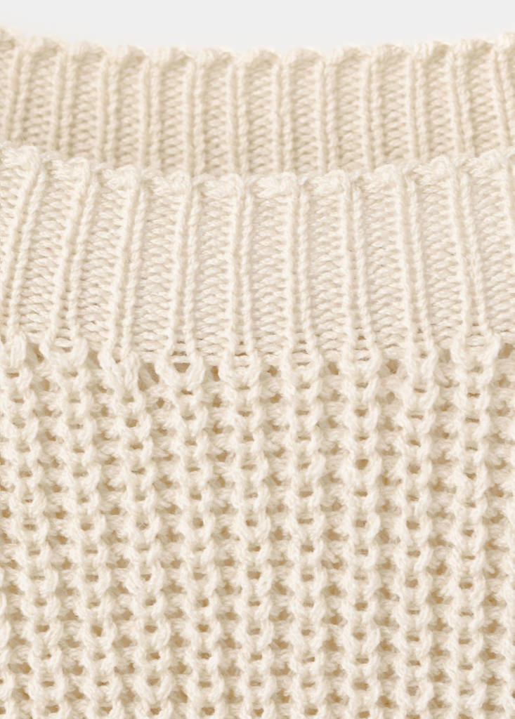 Off-the-shoulder knitted sweater — Ecru