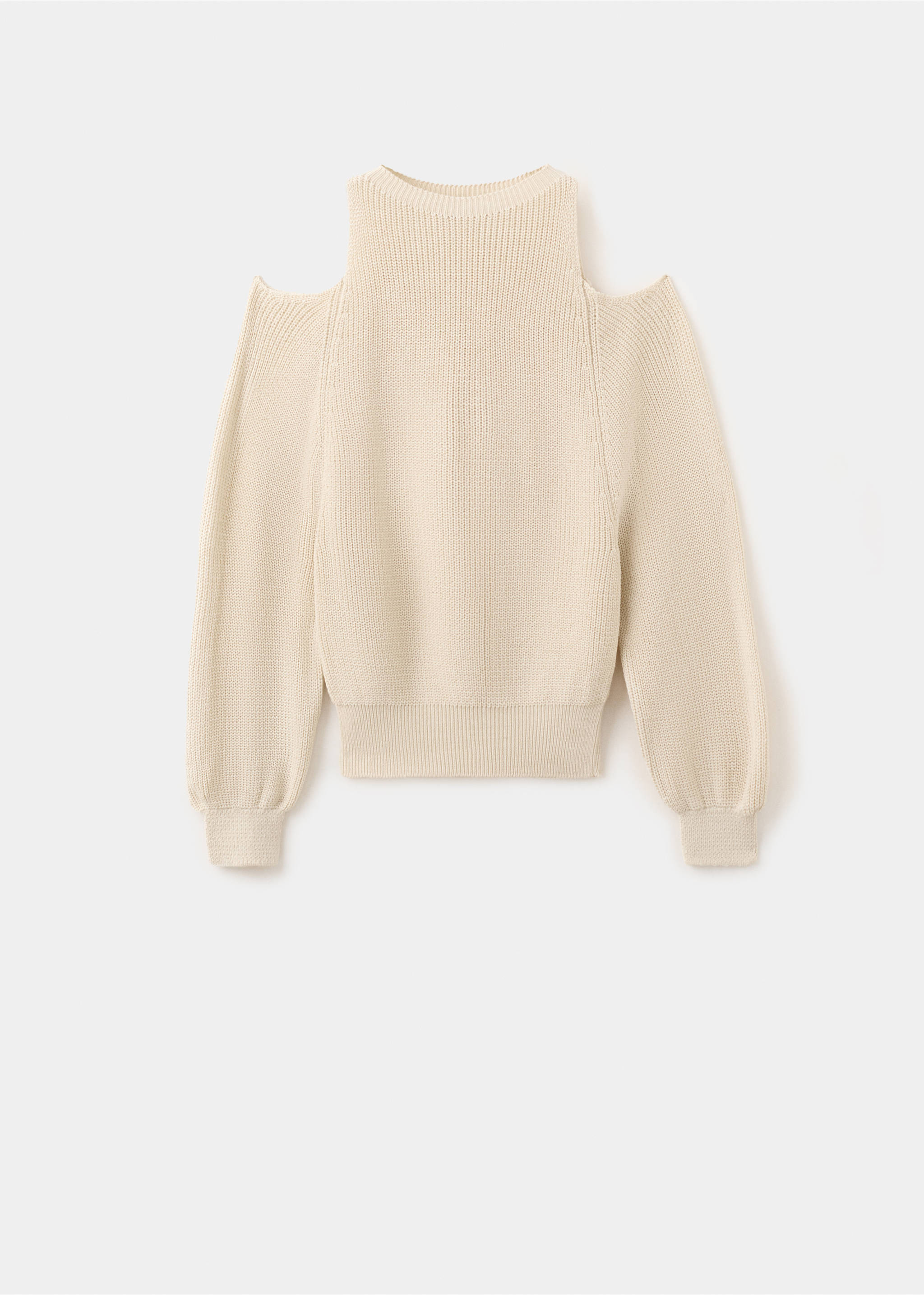 Off-the-shoulder knitted sweater - Article without model, Ecru. Ref: 27015844-00.