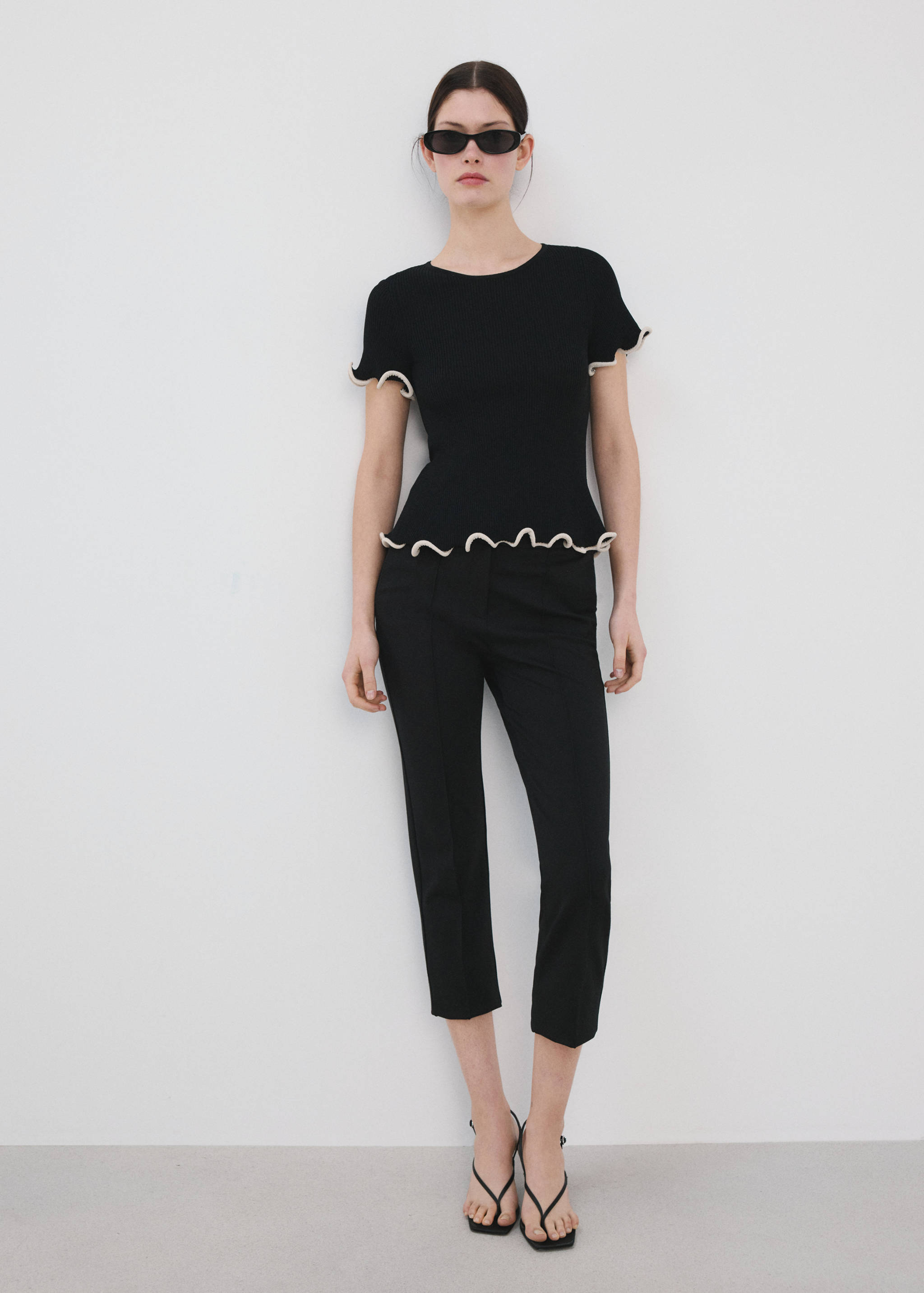 Peplum jumper with contrasting trims - General plane