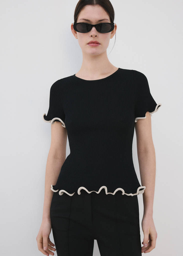 Peplum sweater with contrasting trim - Women | MANGO USA
