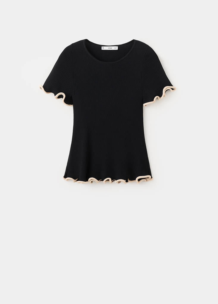 Peplum jumper with contrasting trims — Black