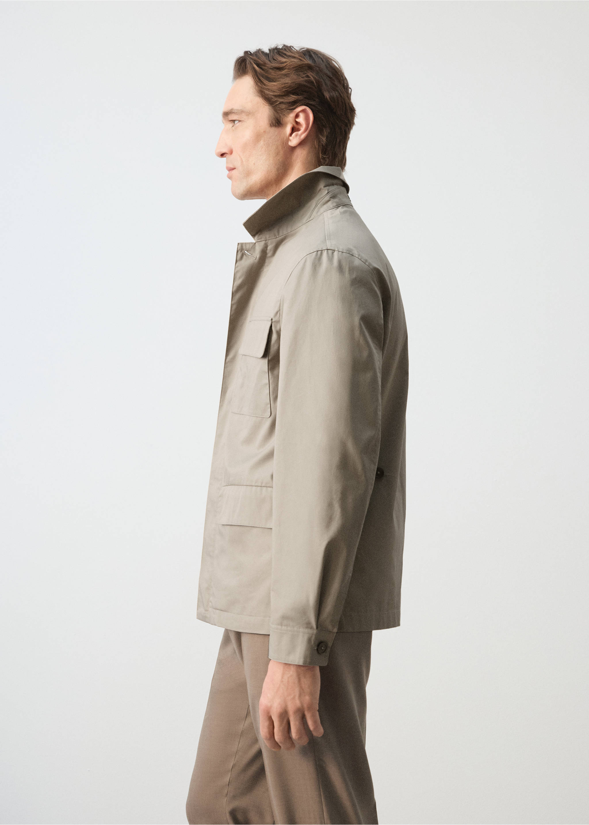 100% cotton multi-pocket jacket - Details of the article 2, Beige. Ref: 27015933-00.