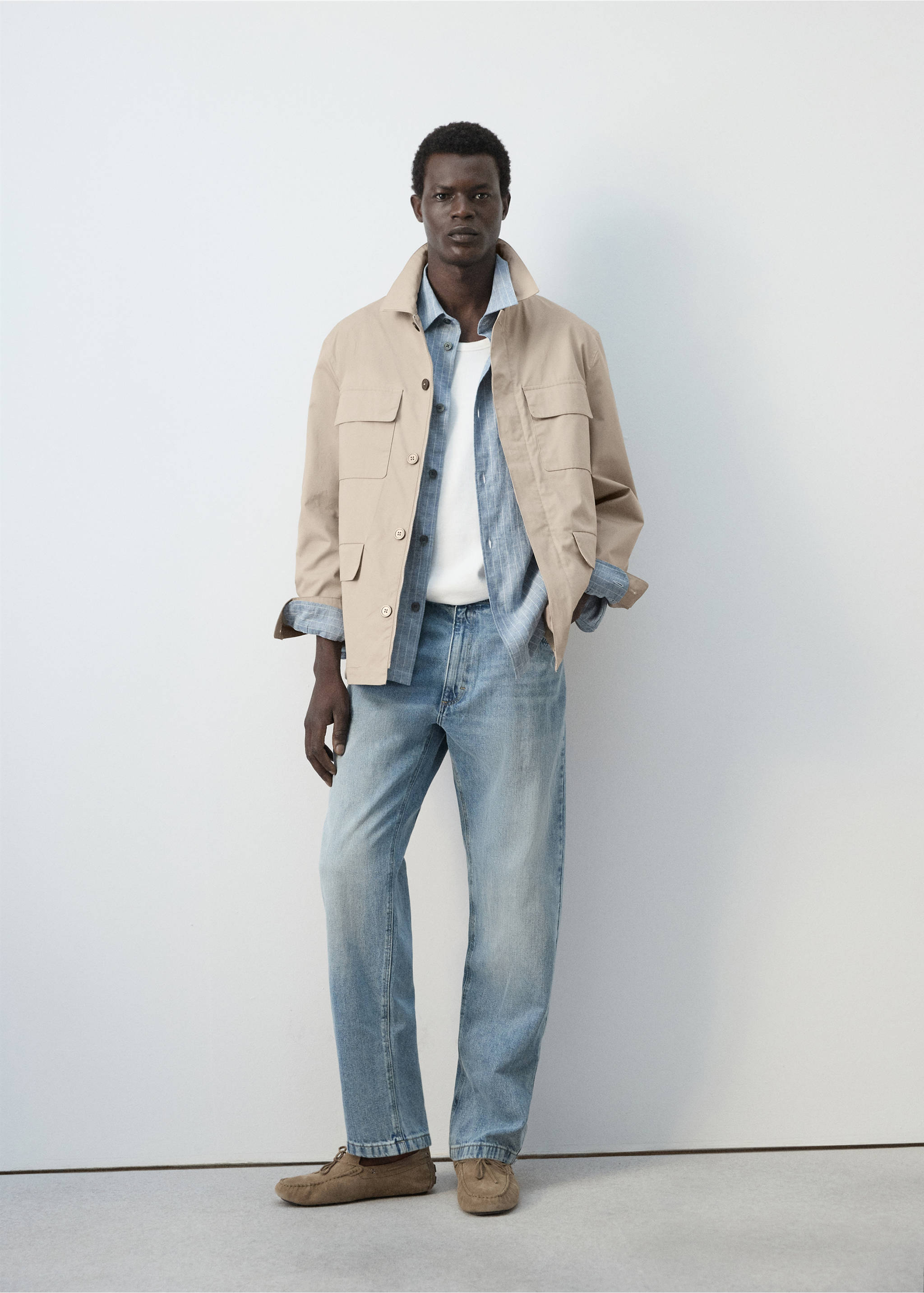 100% cotton multi-pocket jacket - General plane, Beige. Ref: 27015933-01.