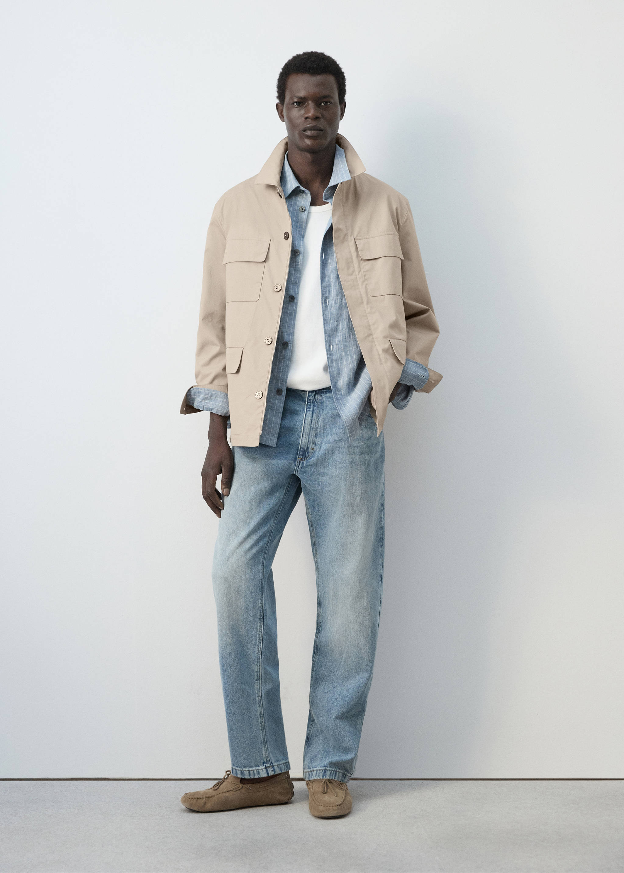 100%纯棉多口袋夹克 - null