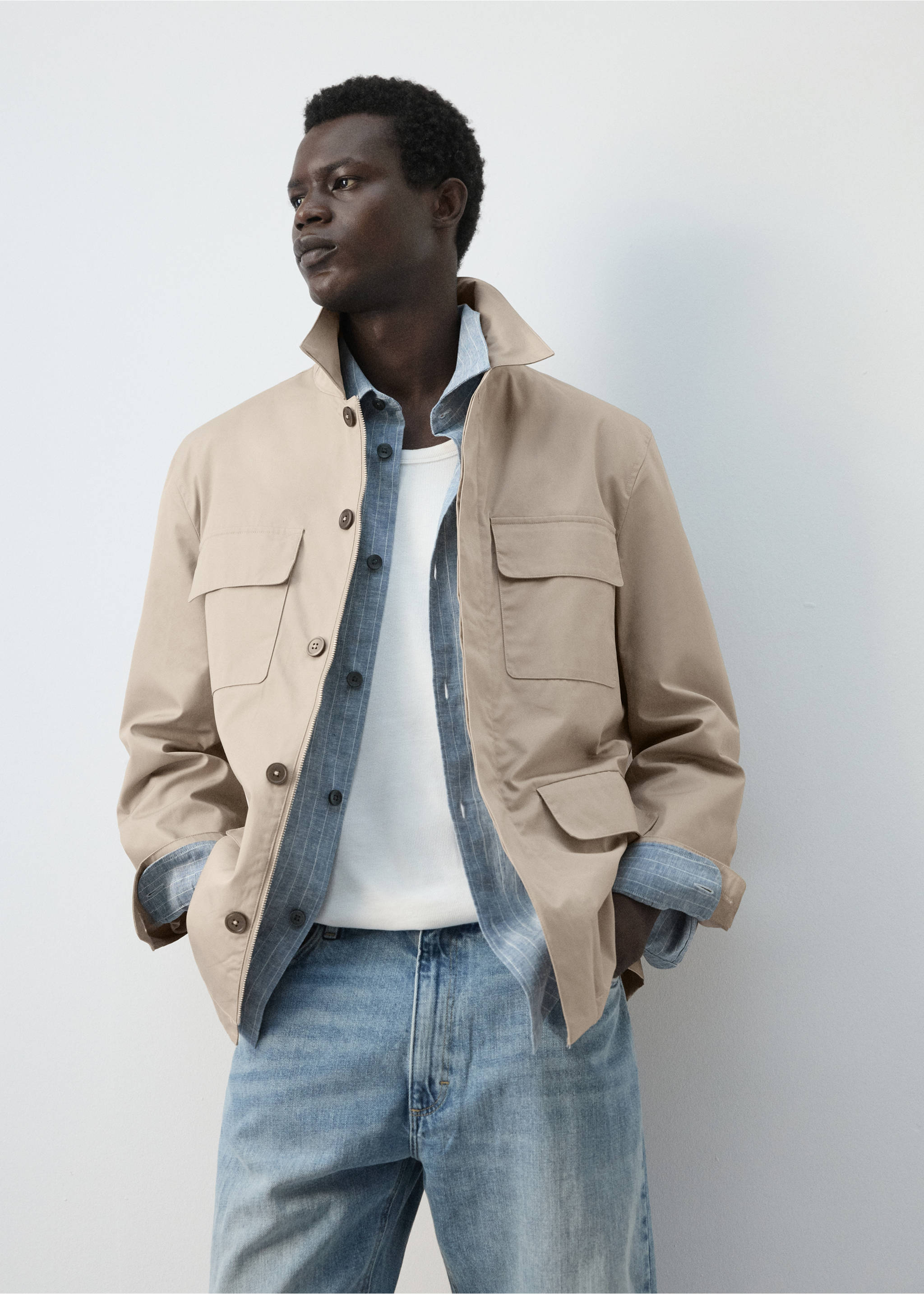 100% cotton multi-pocket jacket - Reverse of the article, Beige. Ref: 27015933-01.