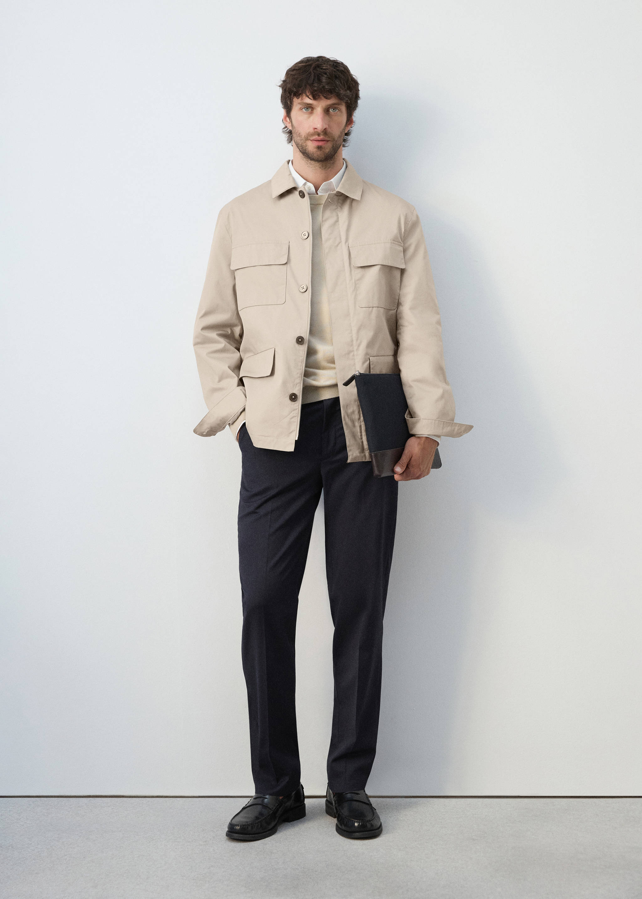 100% cotton multi-pocket jacket - General plane