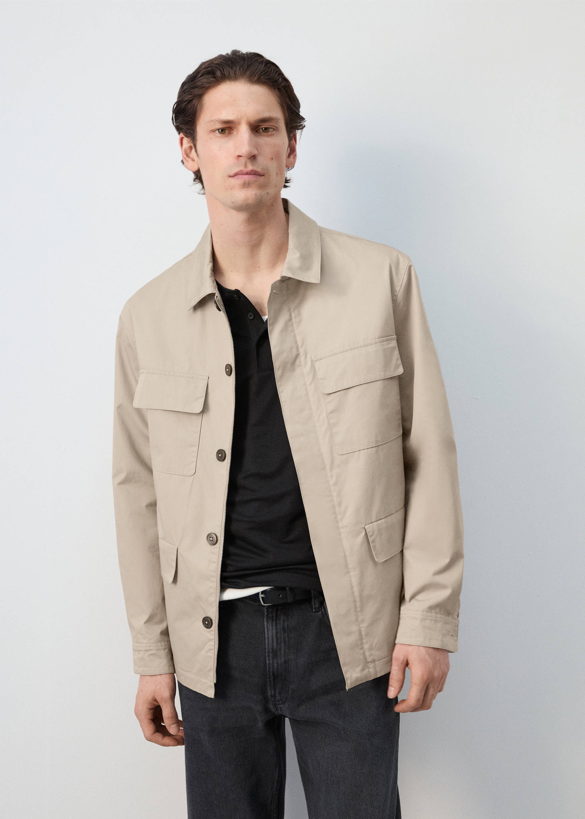 100%纯棉多口袋夹克 - null