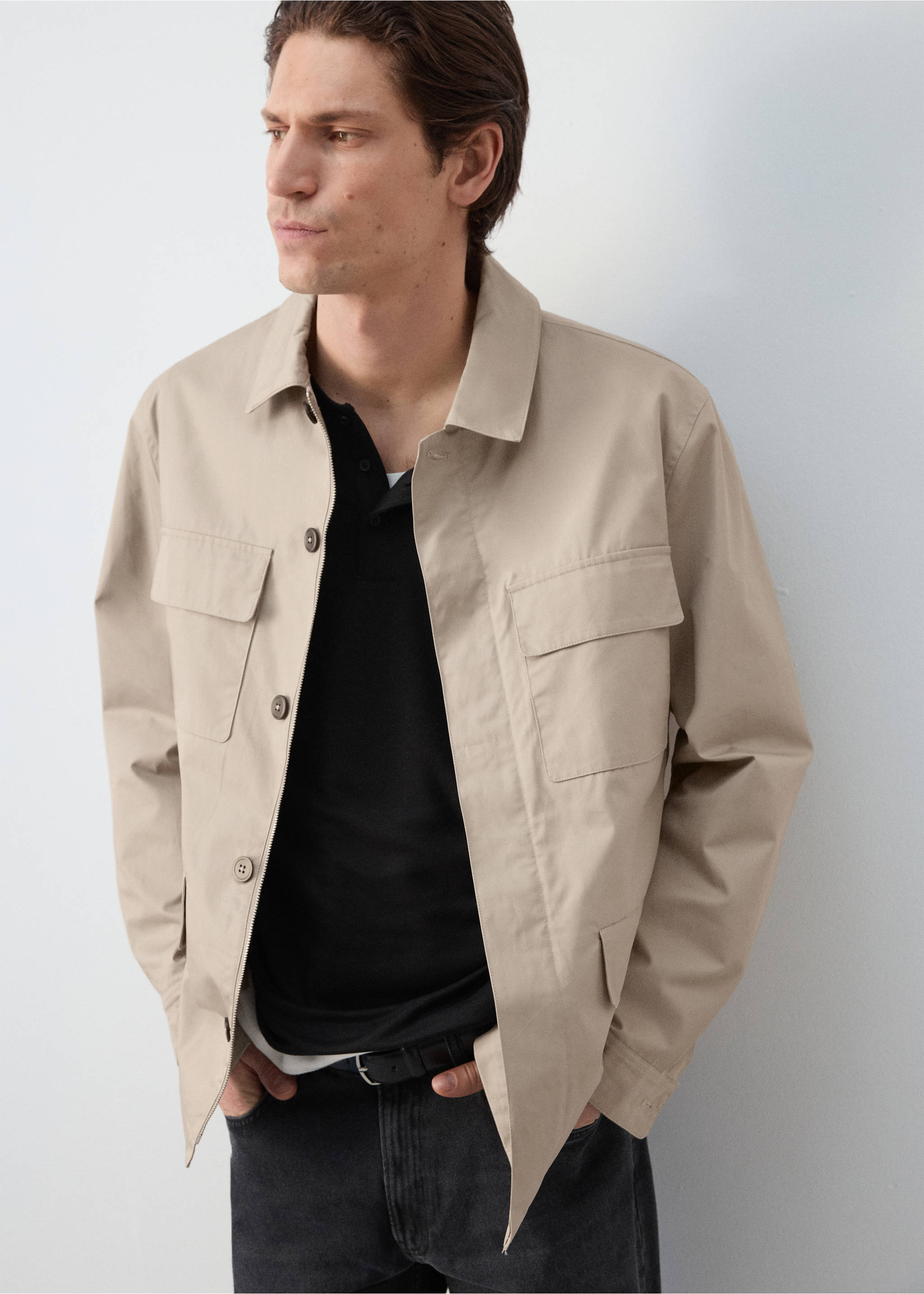 سترة متعددة الجيوب 100% قطن - الجهة الخلفية للمنتج, بيج. Ref: 27015933-03.