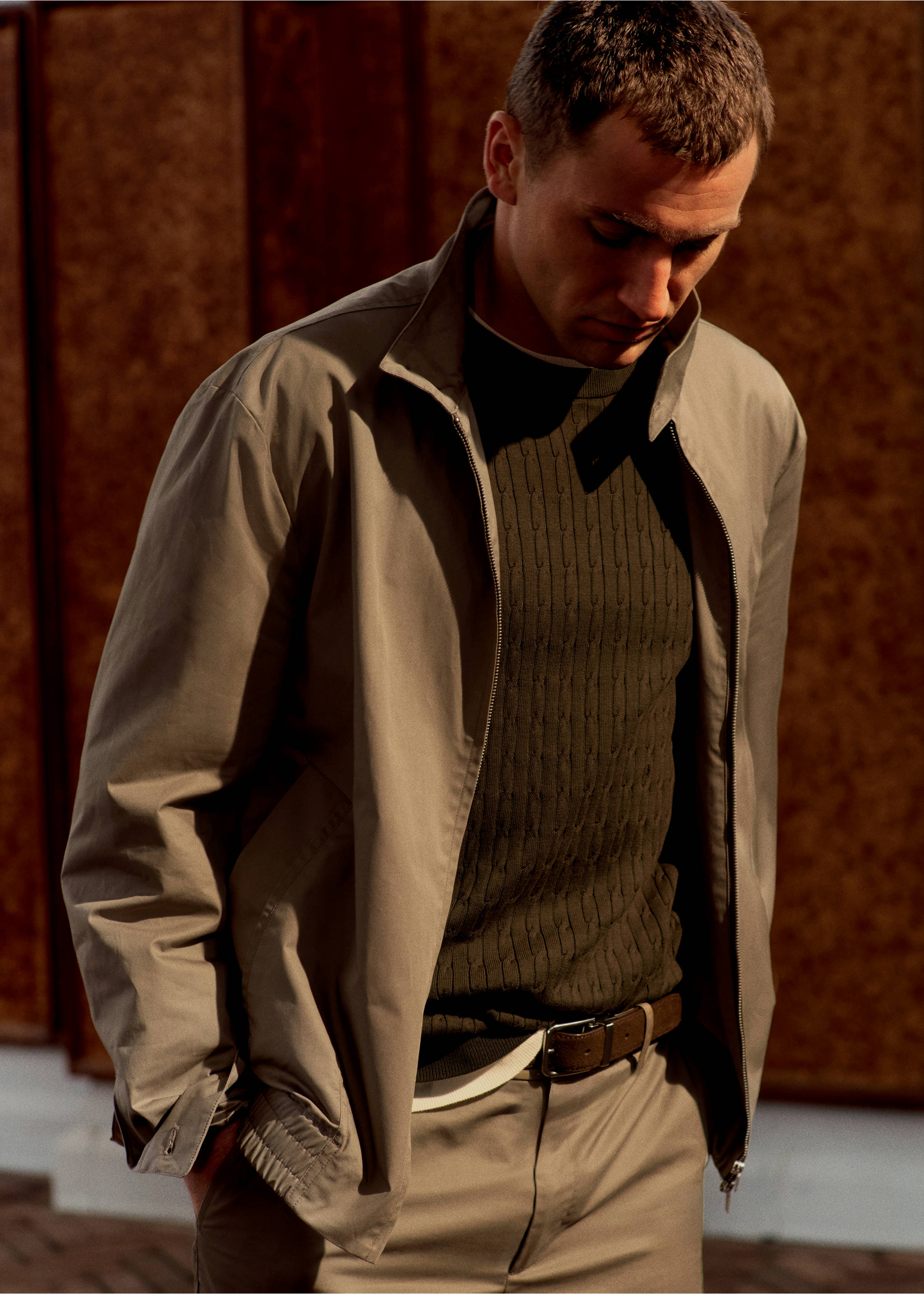 Cazadora 100% algodón water repellent - Detalle del artículo 5, Marrón medio. Ref: 27015934-01.