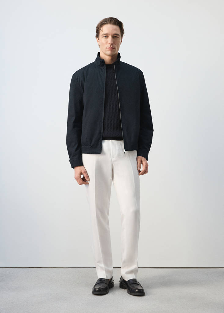 Wasserabweisende Jacke aus 100 % Baumwolle — Marineblau