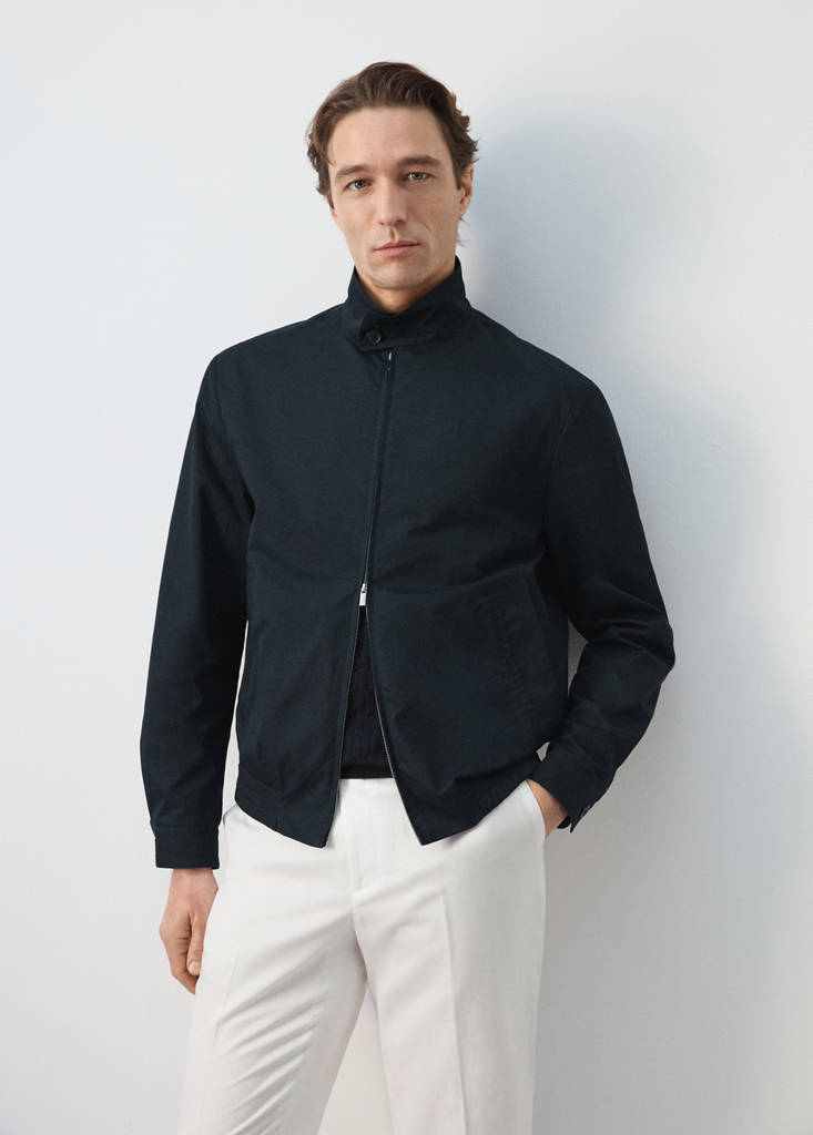 Wasserabweisende Jacke aus 100 % Baumwolle — Marineblau