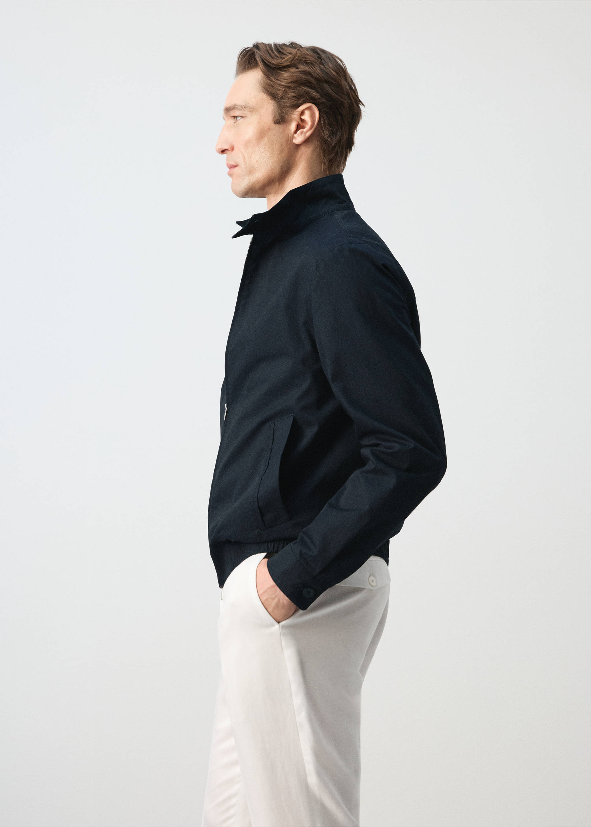 Cazadora 100% algodón water repellent - Detalle del artículo 2, Azul marino. Ref: 27015934-00.