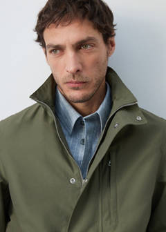 Water-repellent bomber jacket with detachable hood — Green 4
