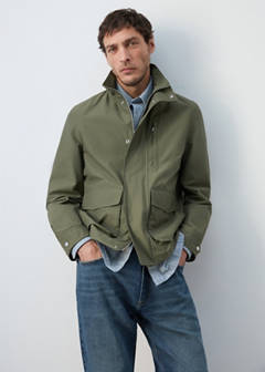 Water-repellent bomber jacket with detachable hood — Green 6