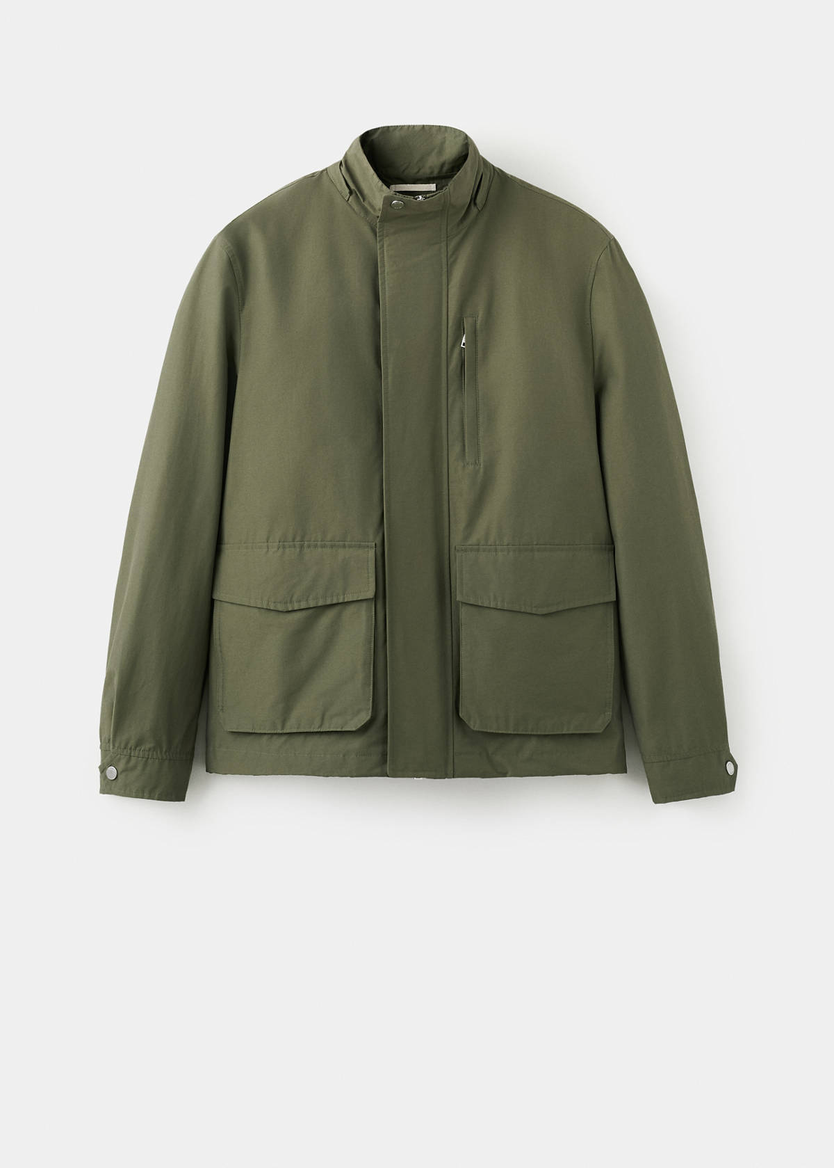Water-repellent bomber jacket with detachable hood — Green