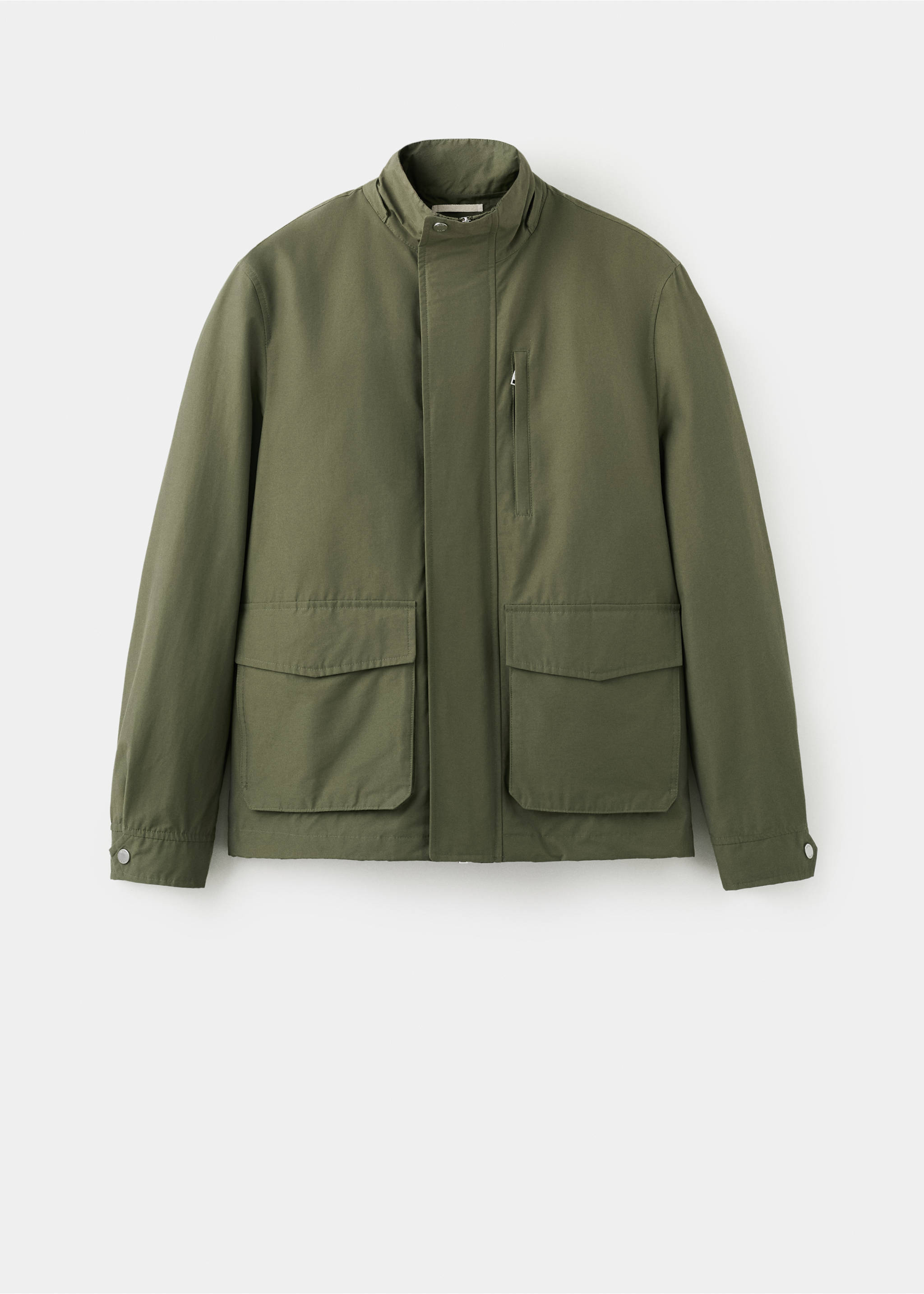 Water-repellent bomber jacket with detachable hood - Details of the article 8, Green. Ref: 27015936-00.