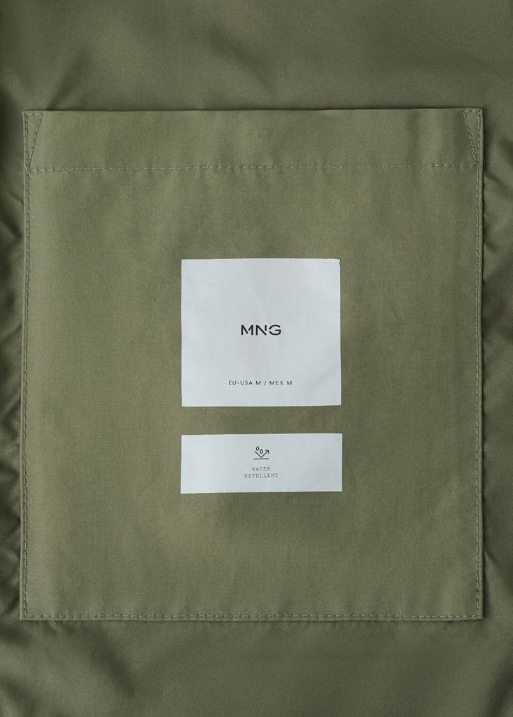 Water-repellent bomber jacket with detachable hood — Green